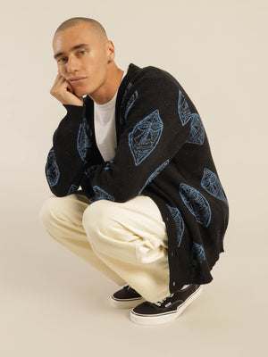 Mohair Mask Cardigan in Navy - Stussy