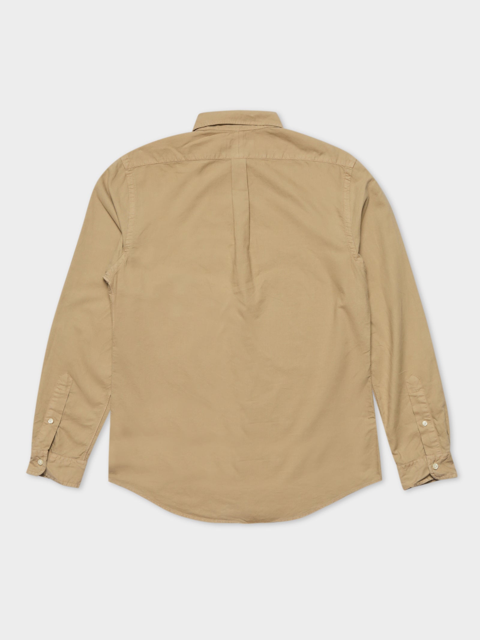 Slim-Fit Oxford Long Sleeve Shirt in Tan