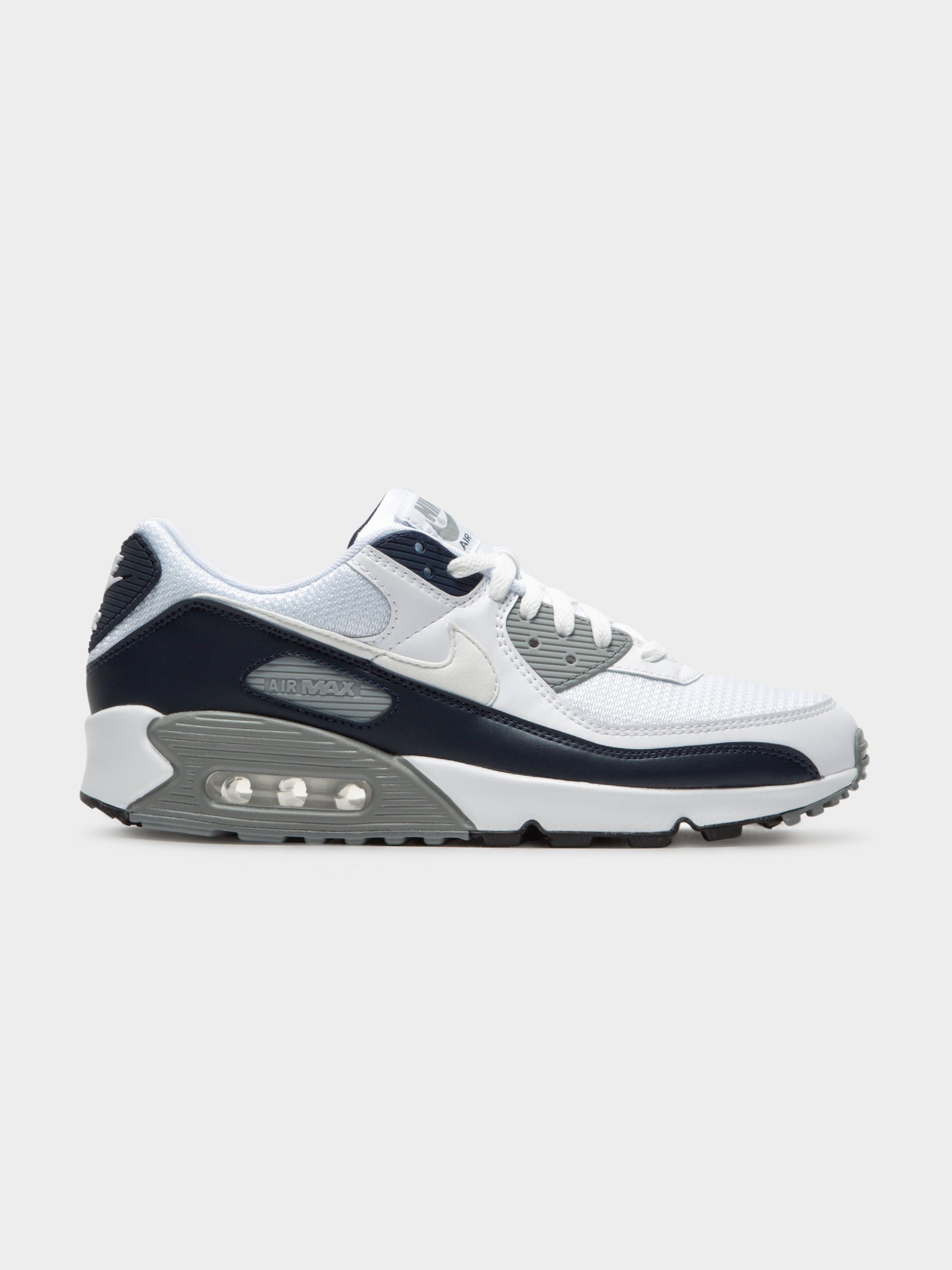 Mens Air Max 90 Sneakers in White Grey & Black