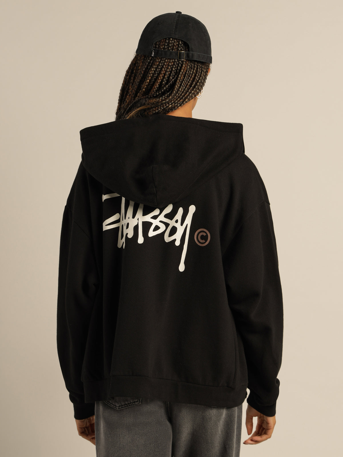 Stussy Graffiti Zip Up Hood in Black | Black