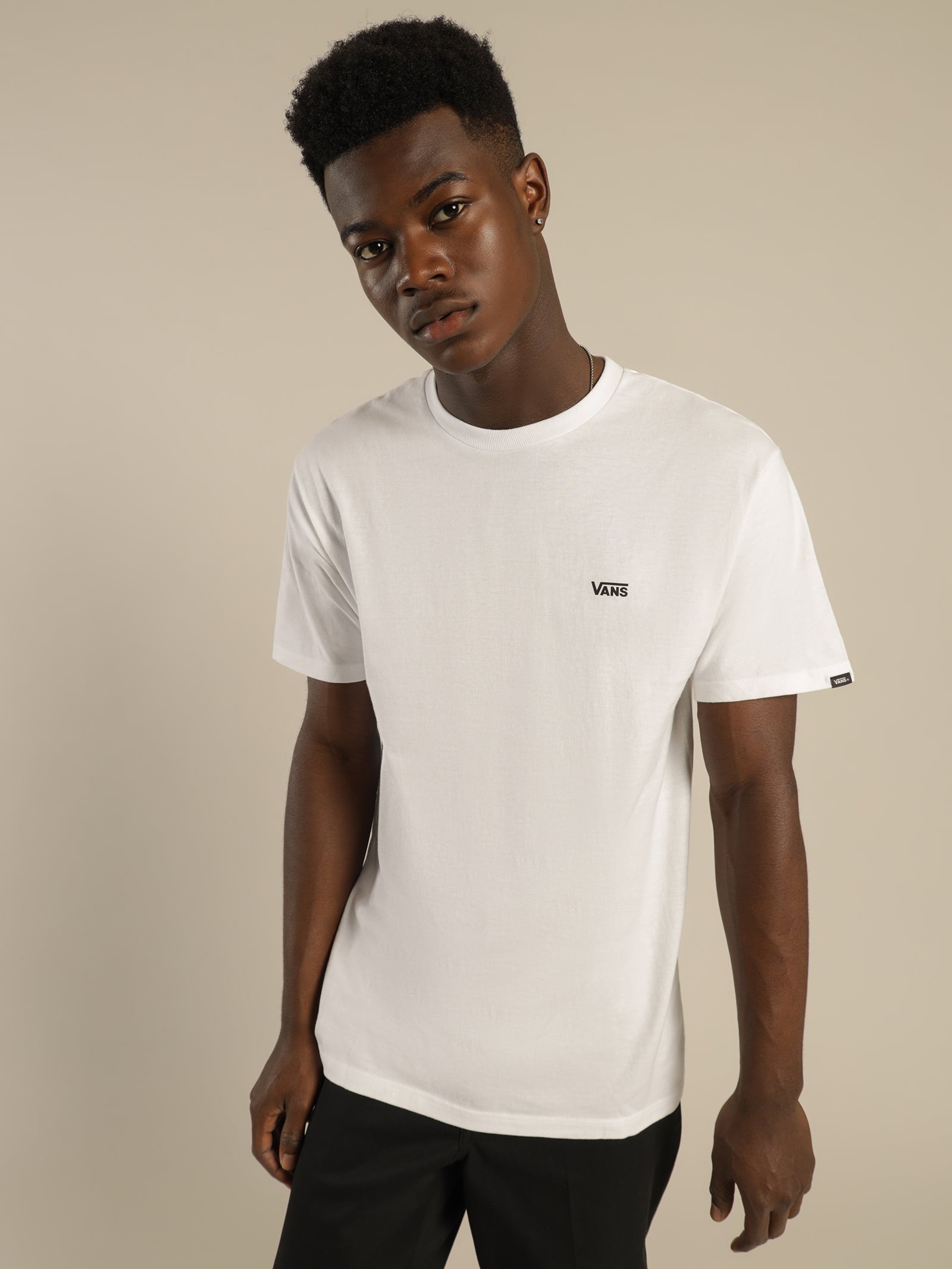 Vans Left Chest Logo T-Shirt in White White | Glue Store