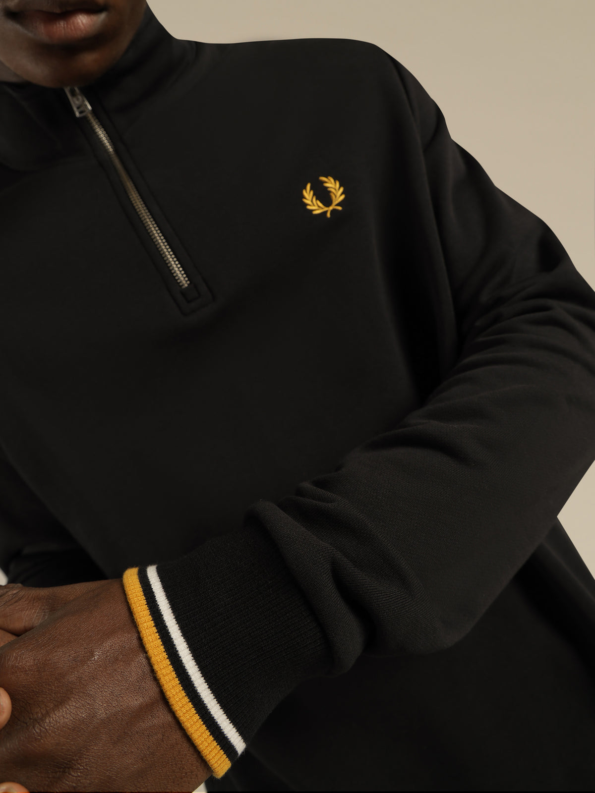 Fred Perry Half Zip Sweatshirt in Black | Black