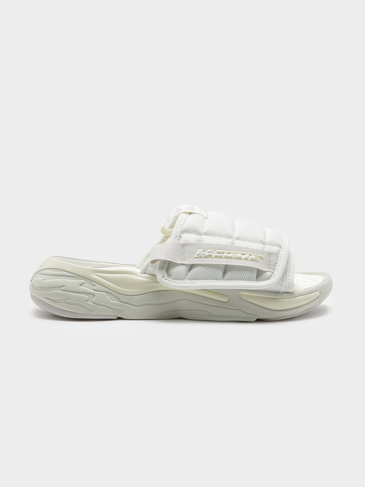 Lacoste Womens AceSlide Slides in White | White/Red