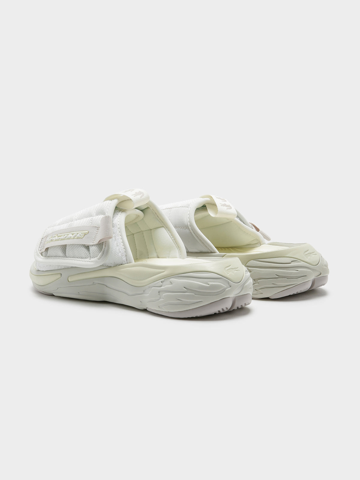 Lacoste Womens AceSlide Slides in White | White/Red