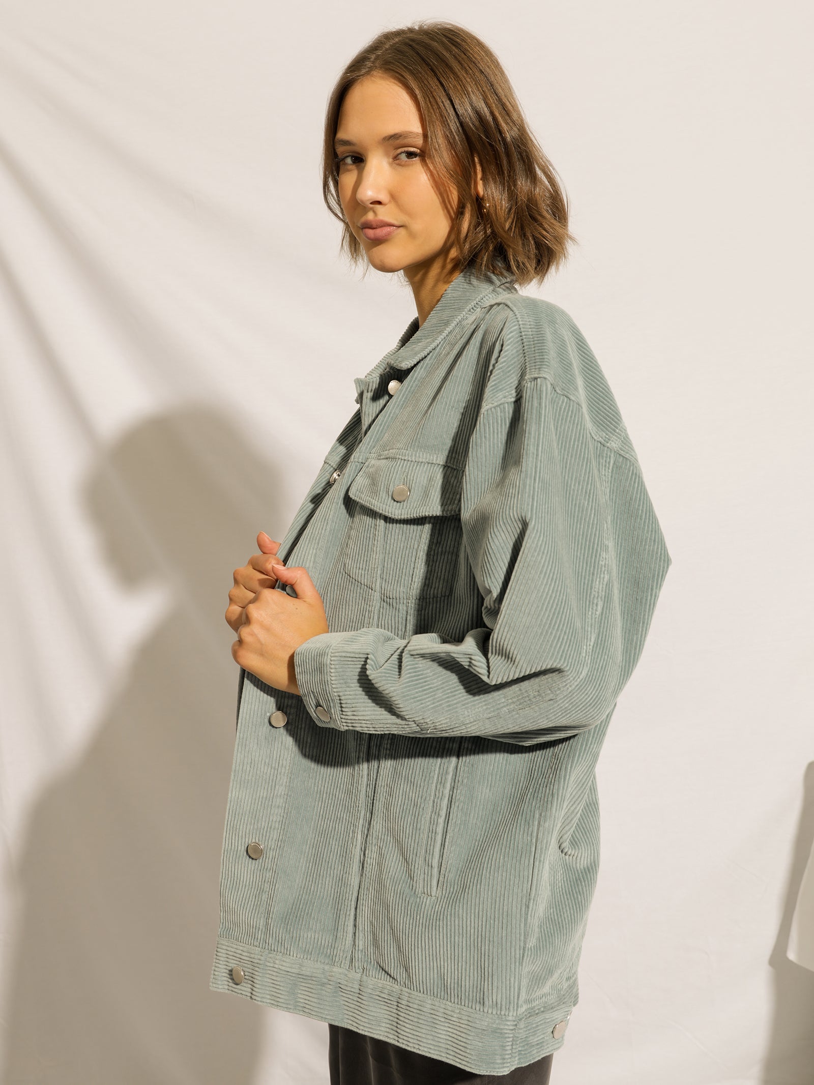 Binx Longline Cord Jacket in Marine Blue