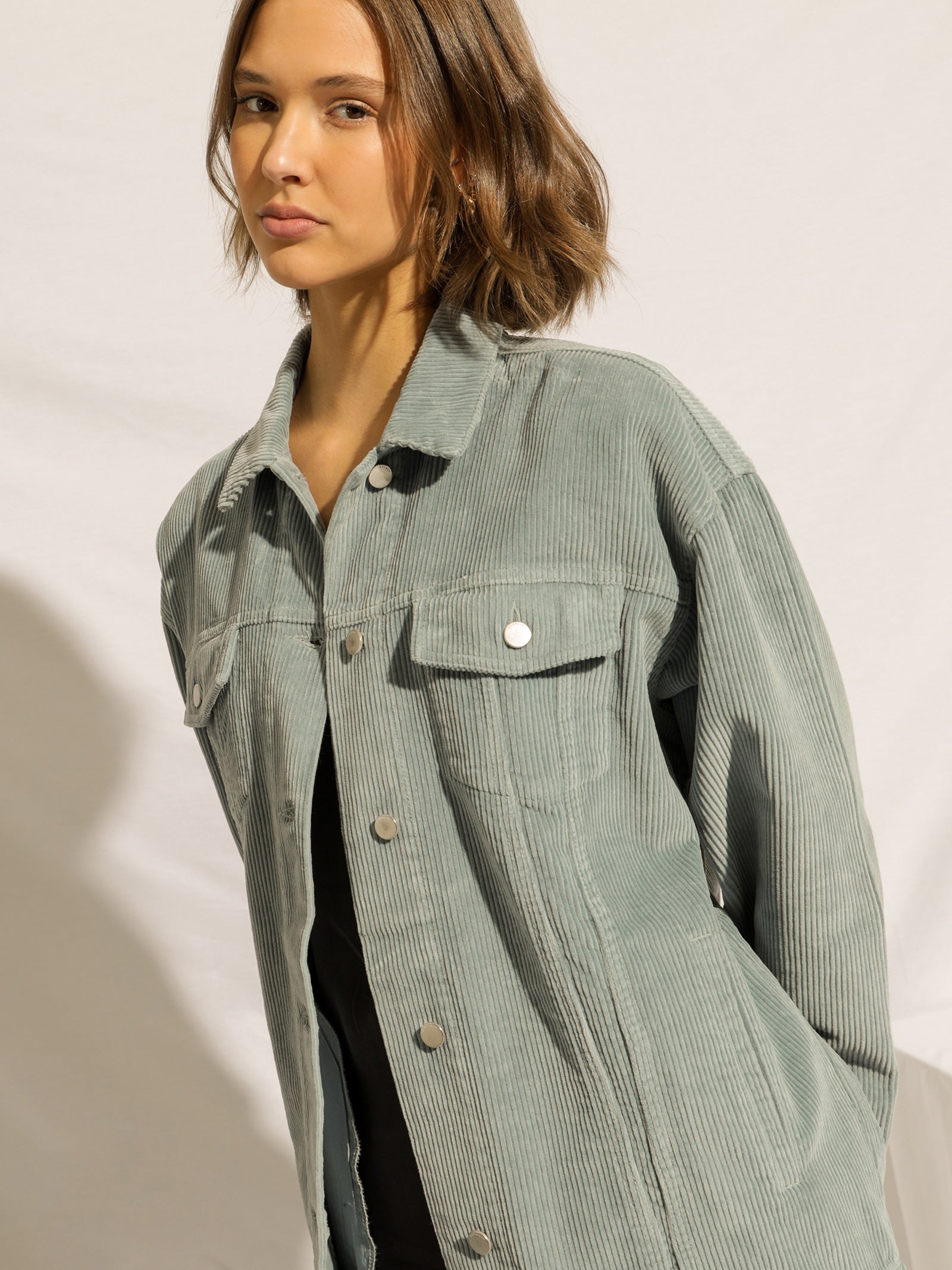 Binx Longline Cord Jacket in Marine Blue