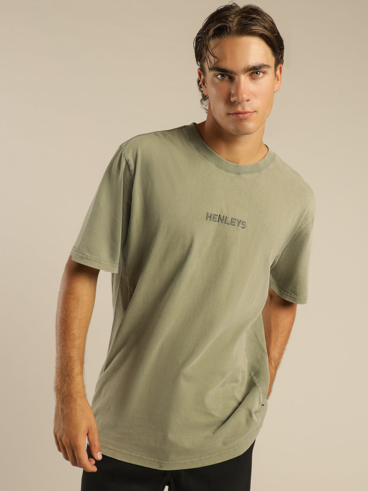 Henleys Formation Acid T-Shirt in Acid Moss Green | Moss Acid