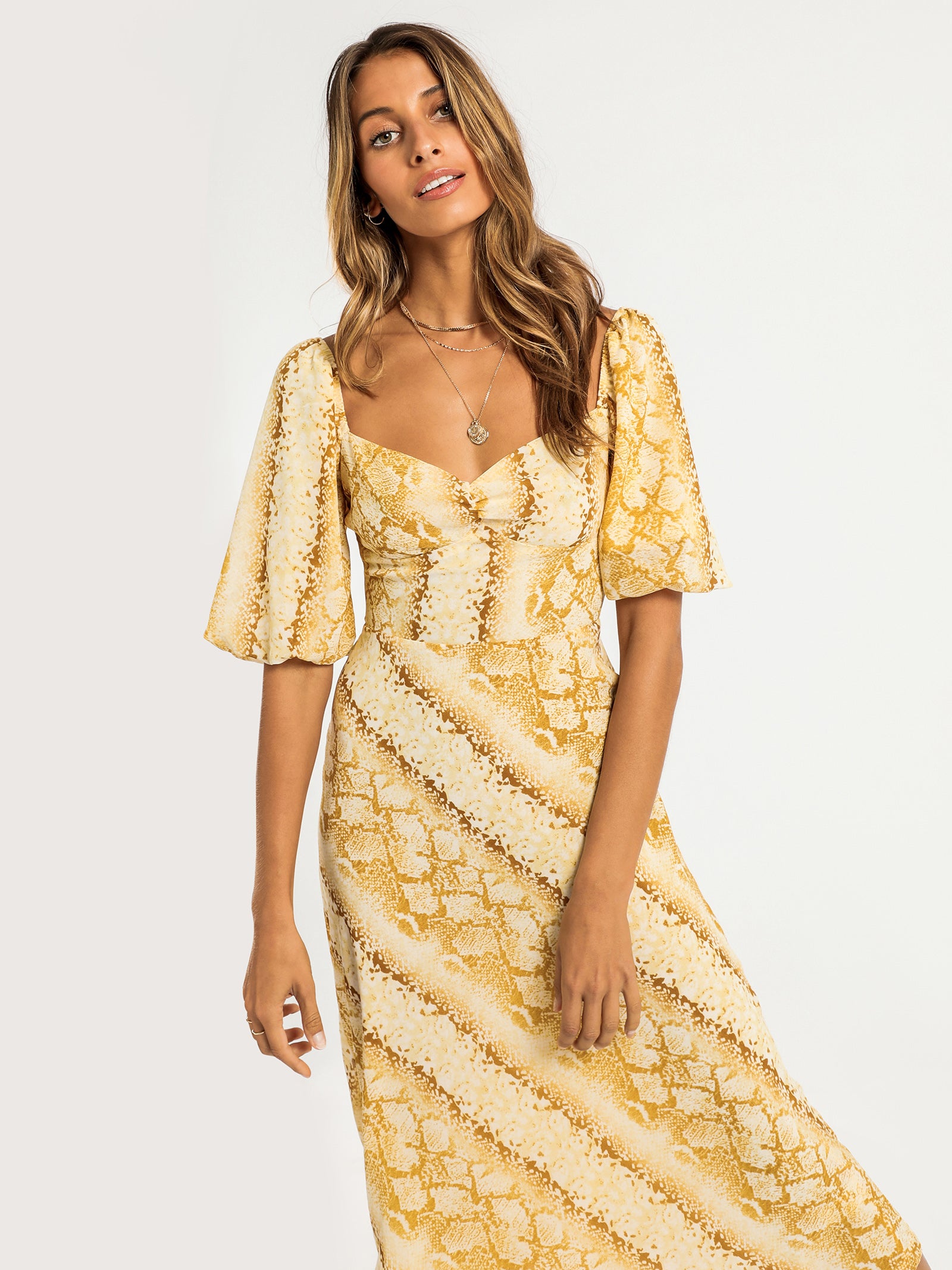 Yellow snake hot sale print dress