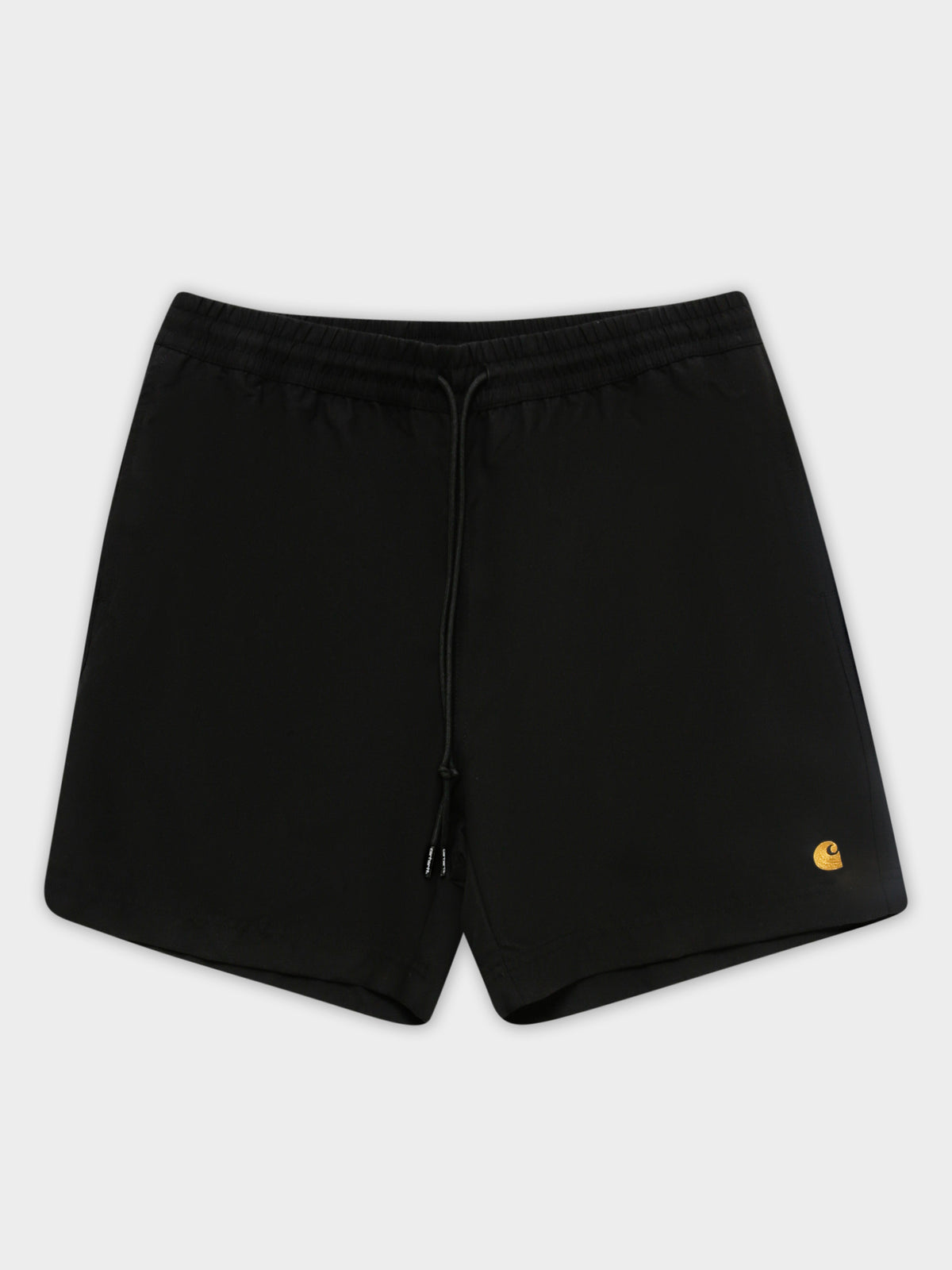 Carhartt Wip Chase Swim Trunks in Black & Gold | Black/Gold