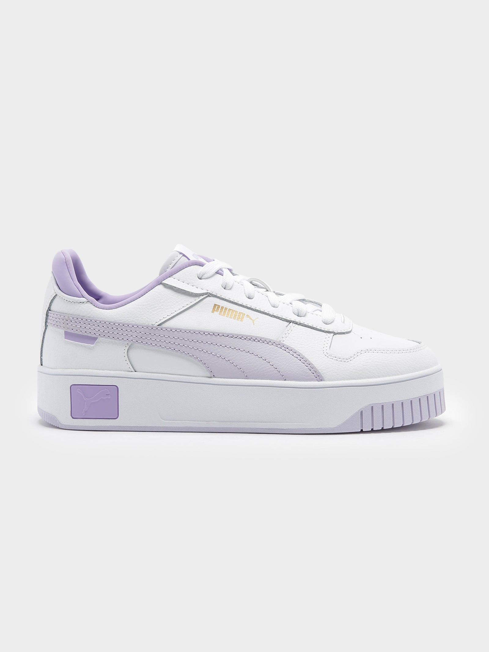 Puma Womens Carina Street Sneakers in White & Purple | Glue Store