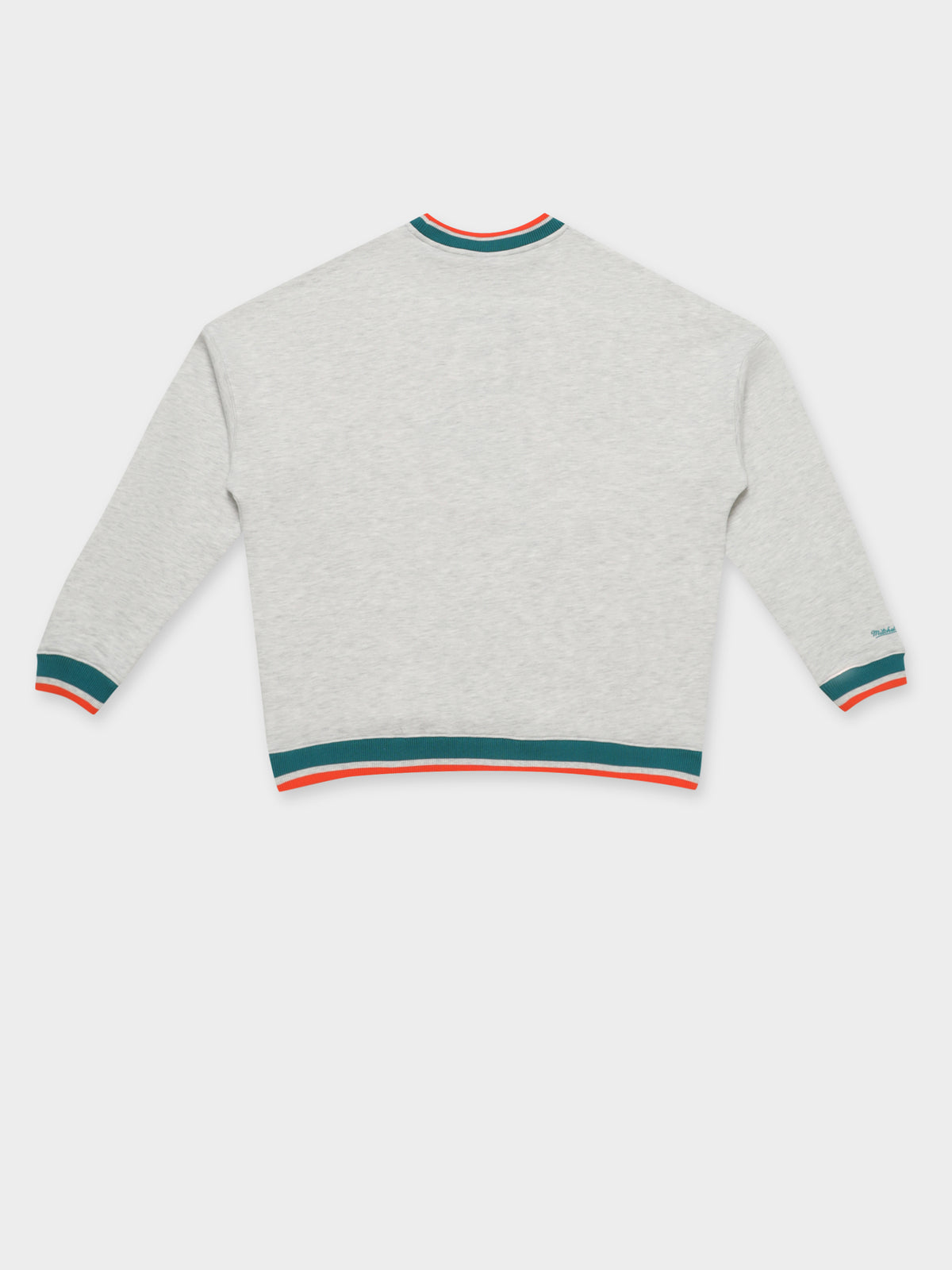 Mitchell & Ness Dolphins Satin Embroidered Crew in White Marle | White Marl