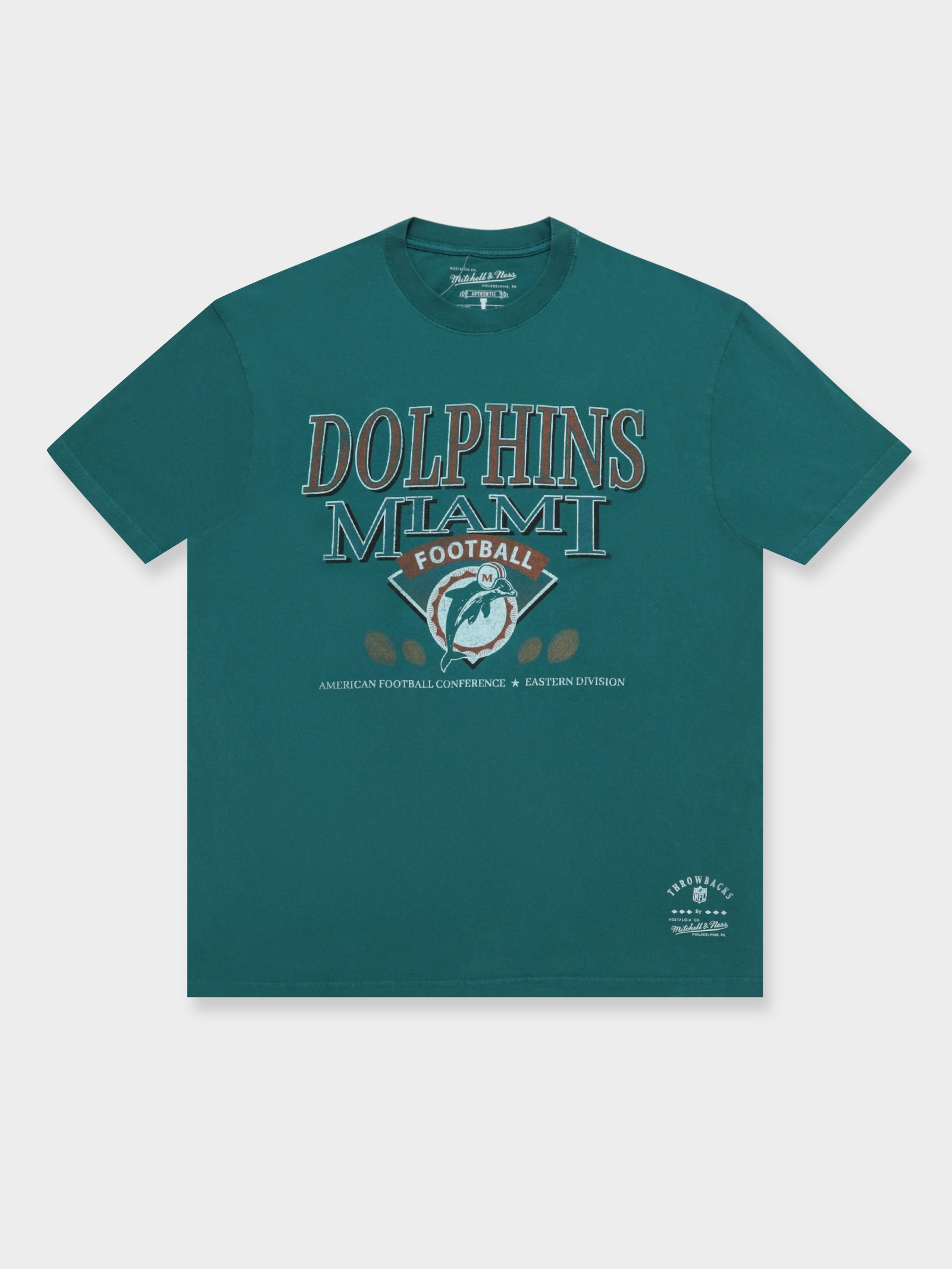 Mitchell & Ness - Miami Dolphins Perfect Season Tee in Faded Teal