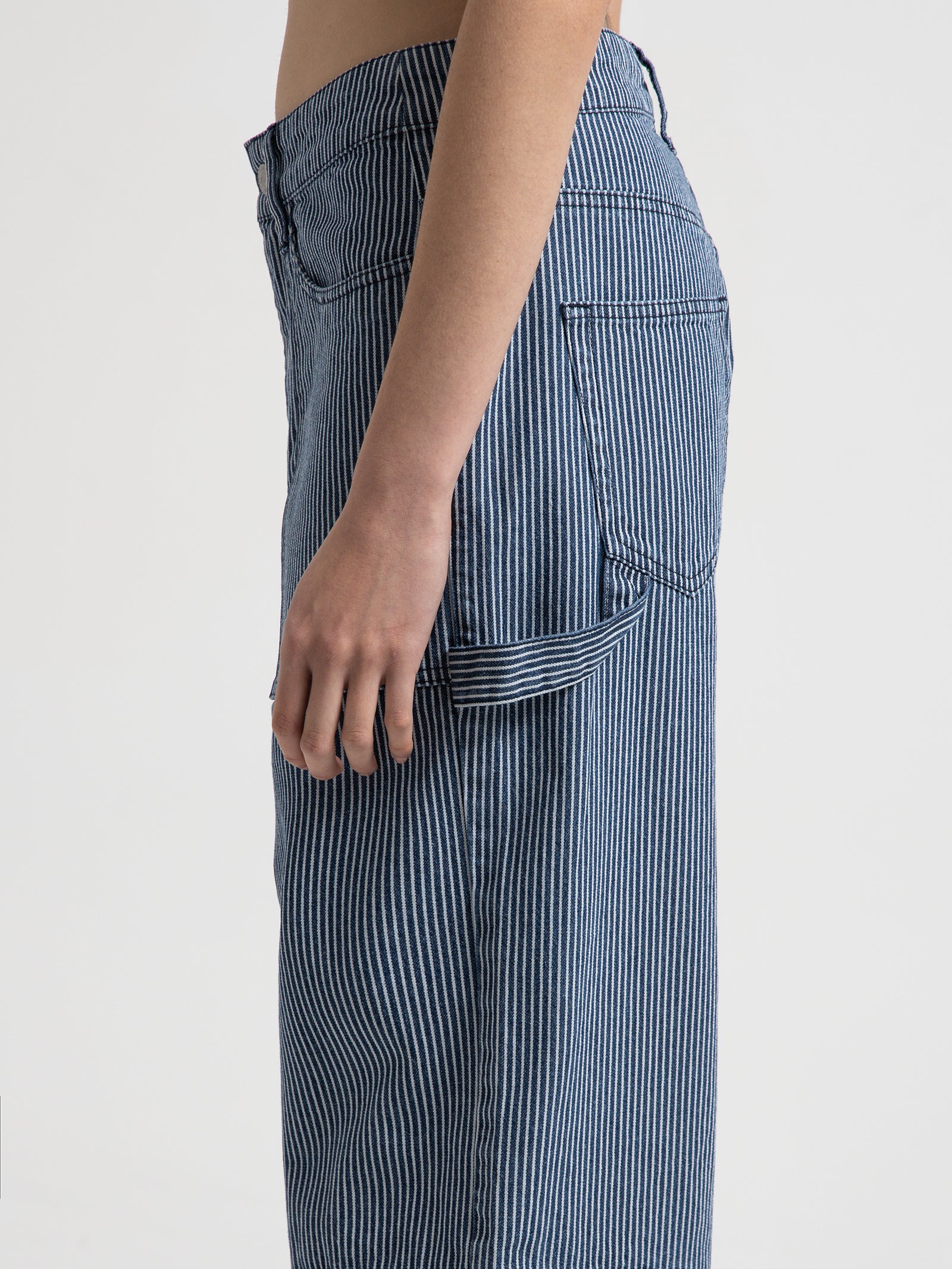 Mila Low Rise Pants in Indigo Stripe