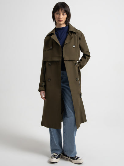 Ivy Zip Off Trench Coat in Khaki