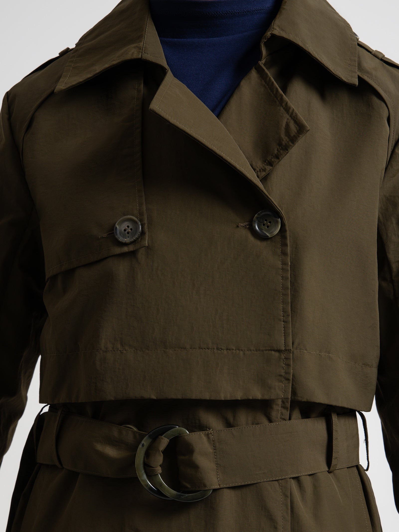 Ivy Zip Off Trench Coat in Khaki