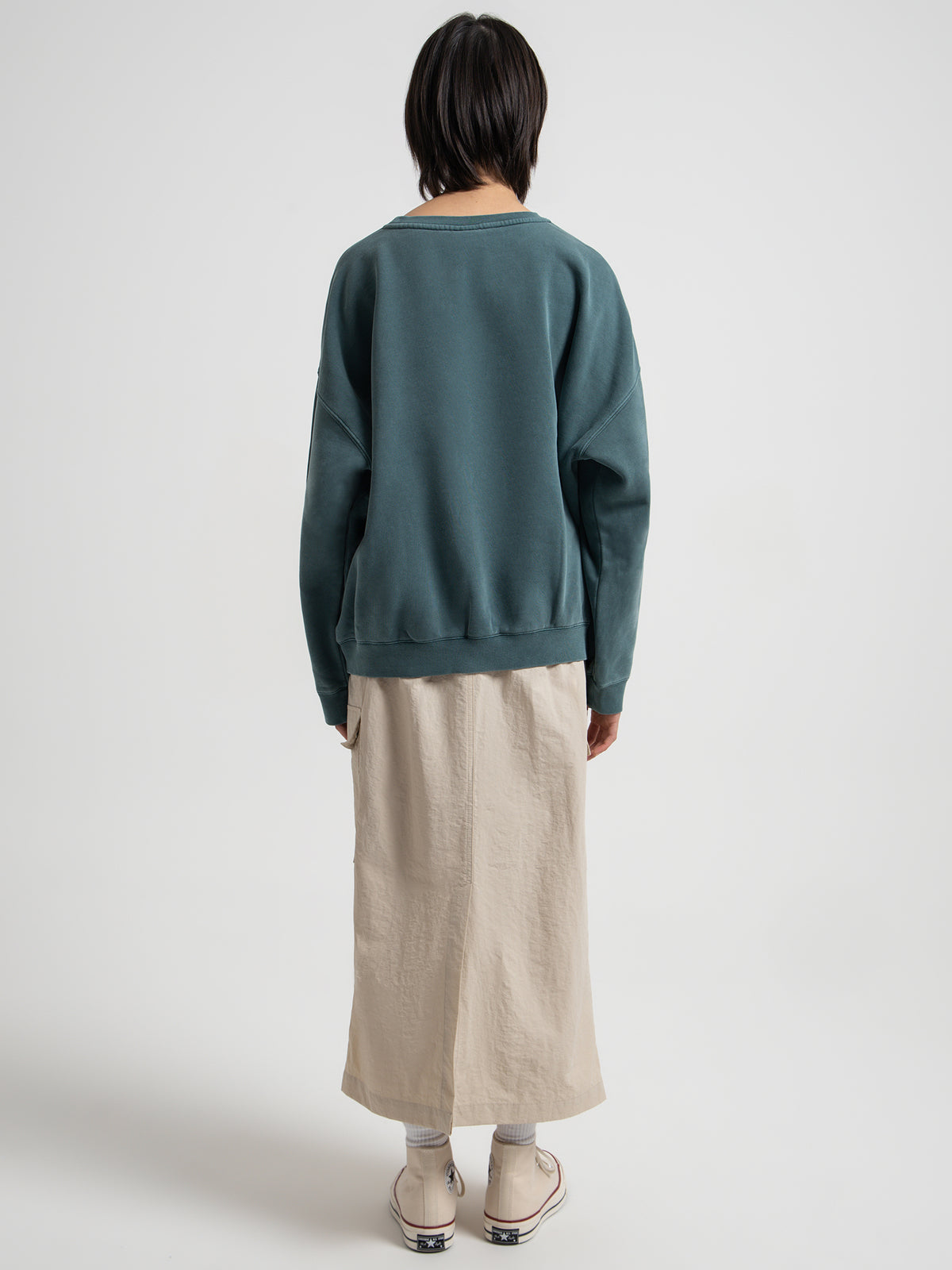 Stussy Nylon Cargo Midi Skirt in White Sand | White Sands