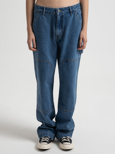 Workwear Carpenter Pants in Blue Denim