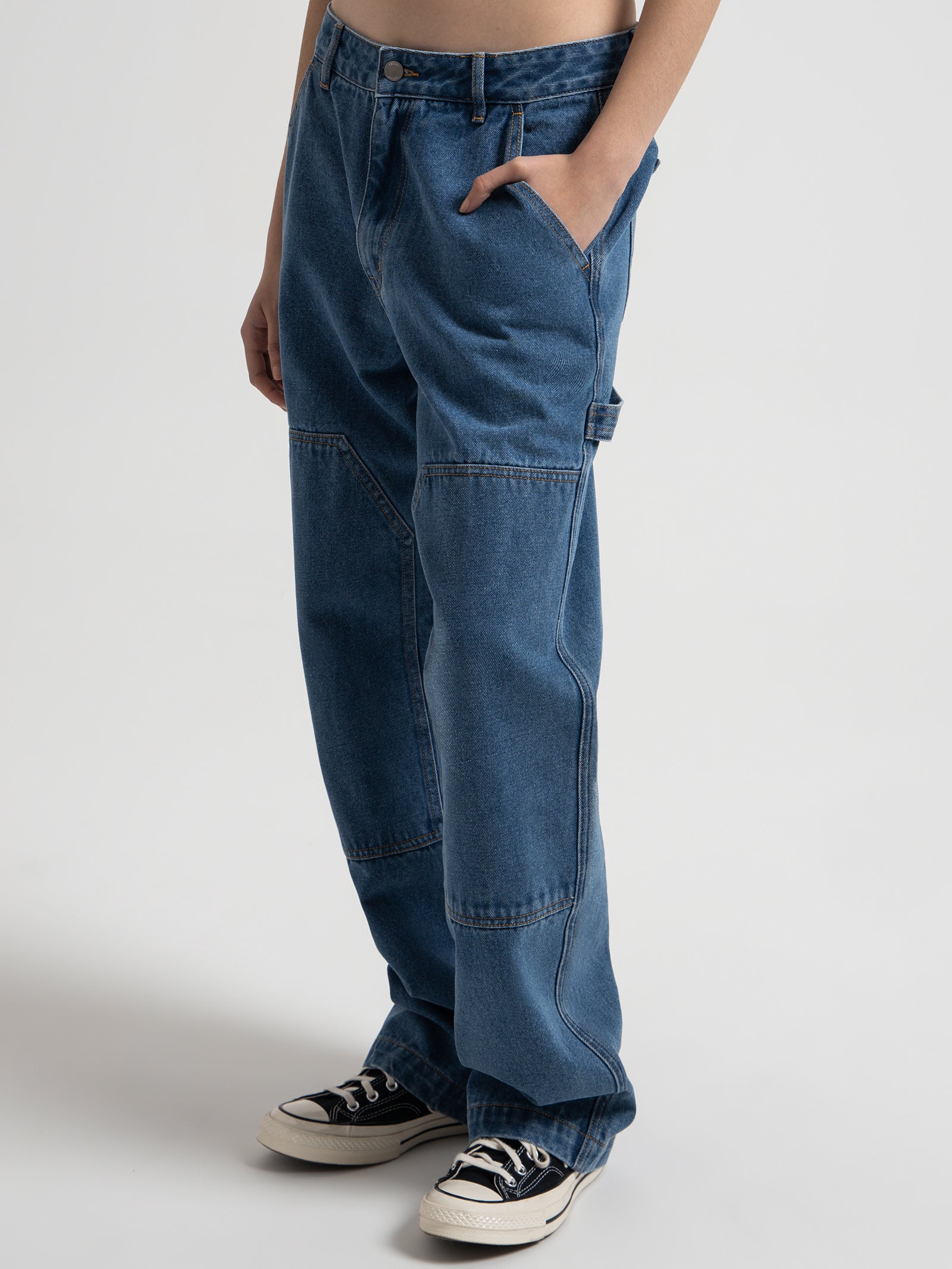 Workwear Carpenter Pants in Blue Denim