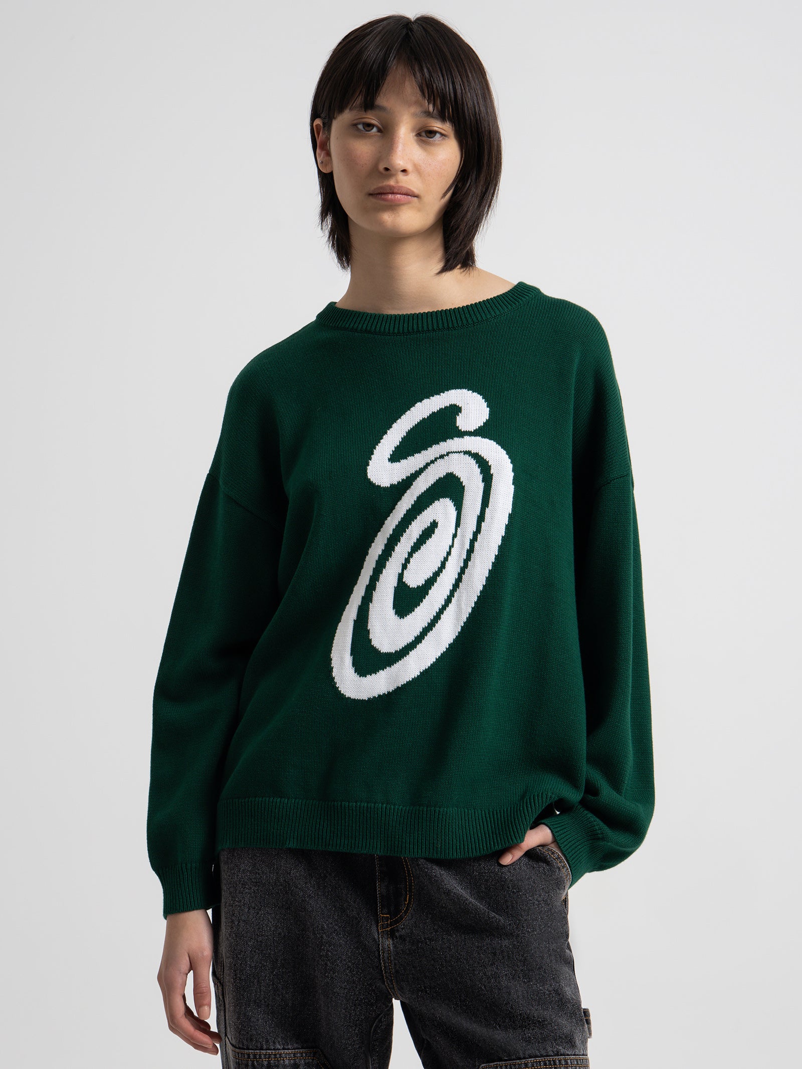 stussy curly s sweater 22AW L即日発送対応致します