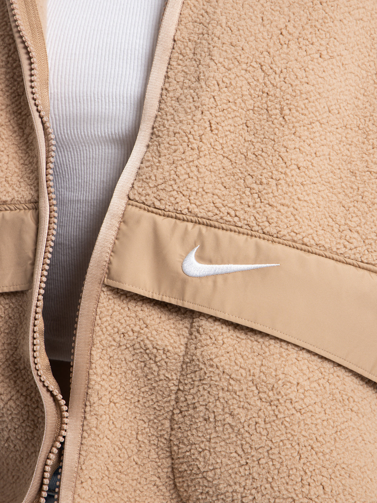 Nike Sportswear Sherpa Jacket in Light Brown | Light Brown Trans