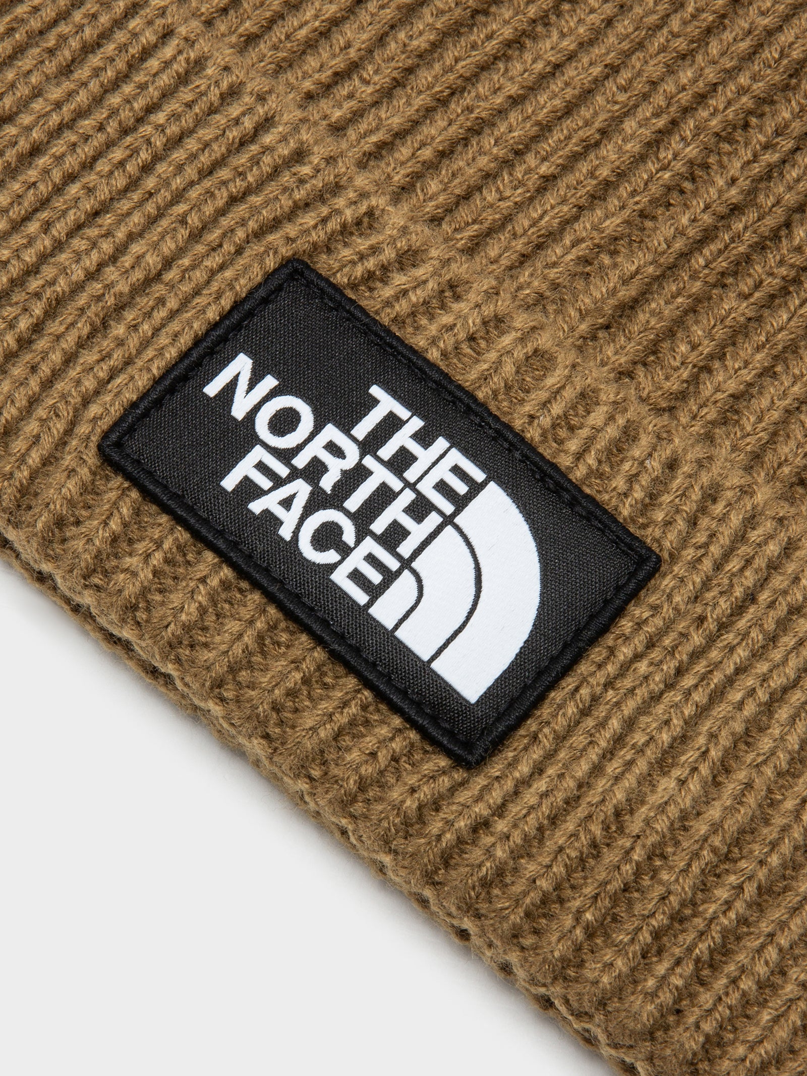 TNF Logo Box Cuff Beanie in Olive