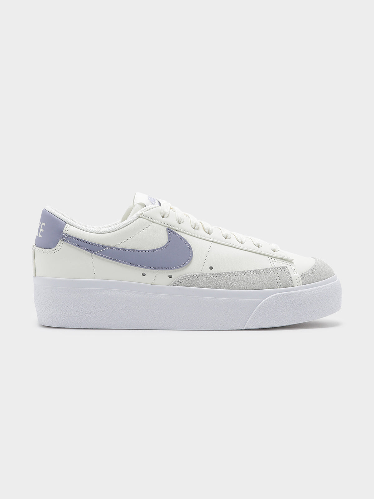 Nike Womens Blazer Low Platform Sneakers in White & Lilac | White/Lila