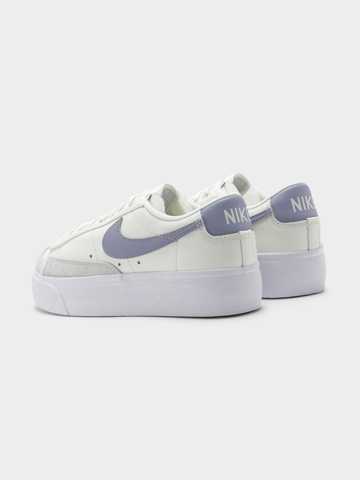 Nike Womens Blazer Low Platform Sneakers in White & Lilac | White/Lila