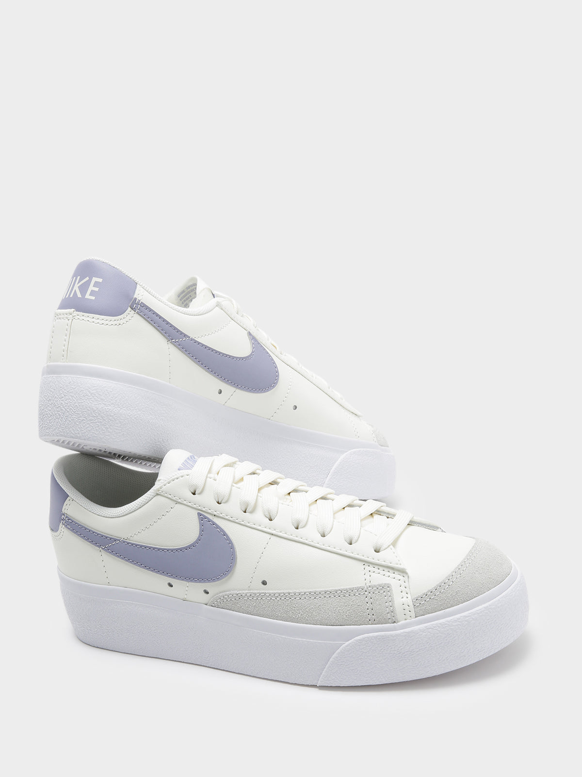 Nike Womens Blazer Low Platform Sneakers in White & Lilac | White/Lila