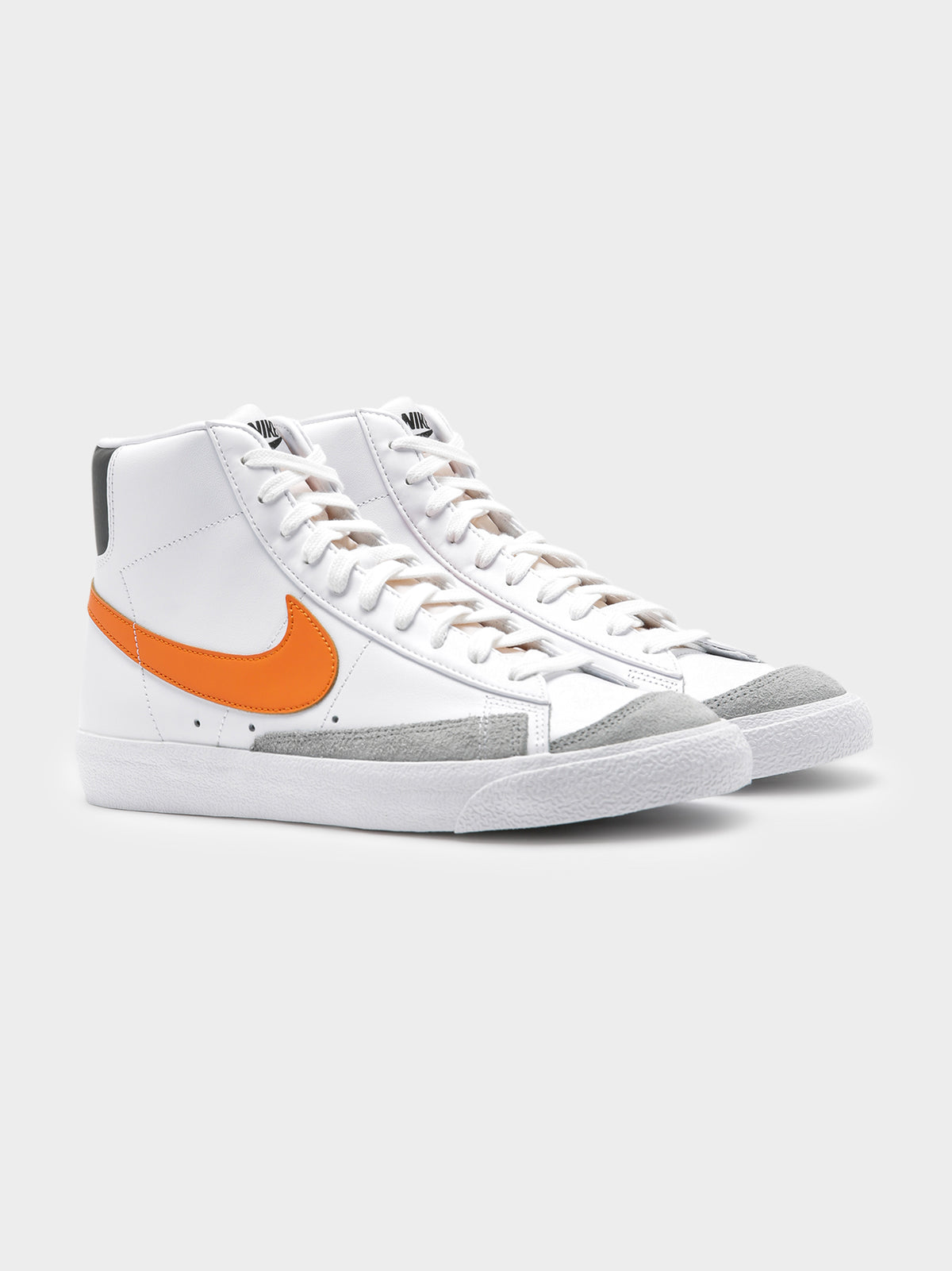 Nike Mens Blazer Mid 77' Sneakers in White & Orange | White/Orange