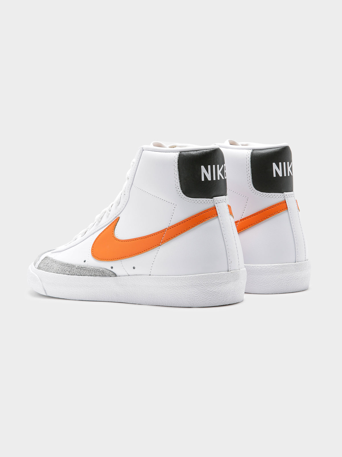 Nike Mens Blazer Mid 77' Sneakers in White & Orange | White/Orange