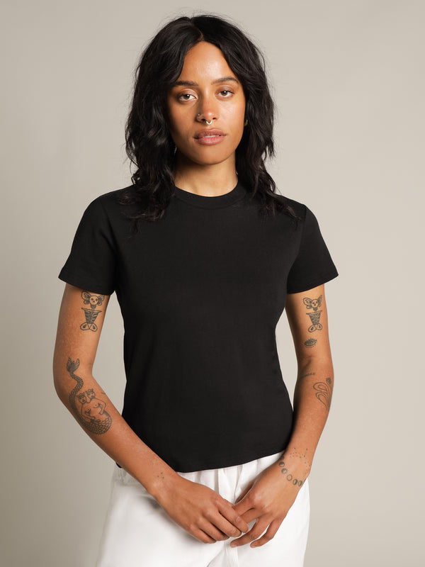 Nude lucy Harper Basic Crew T-Shirt in Black Black | Glue Store