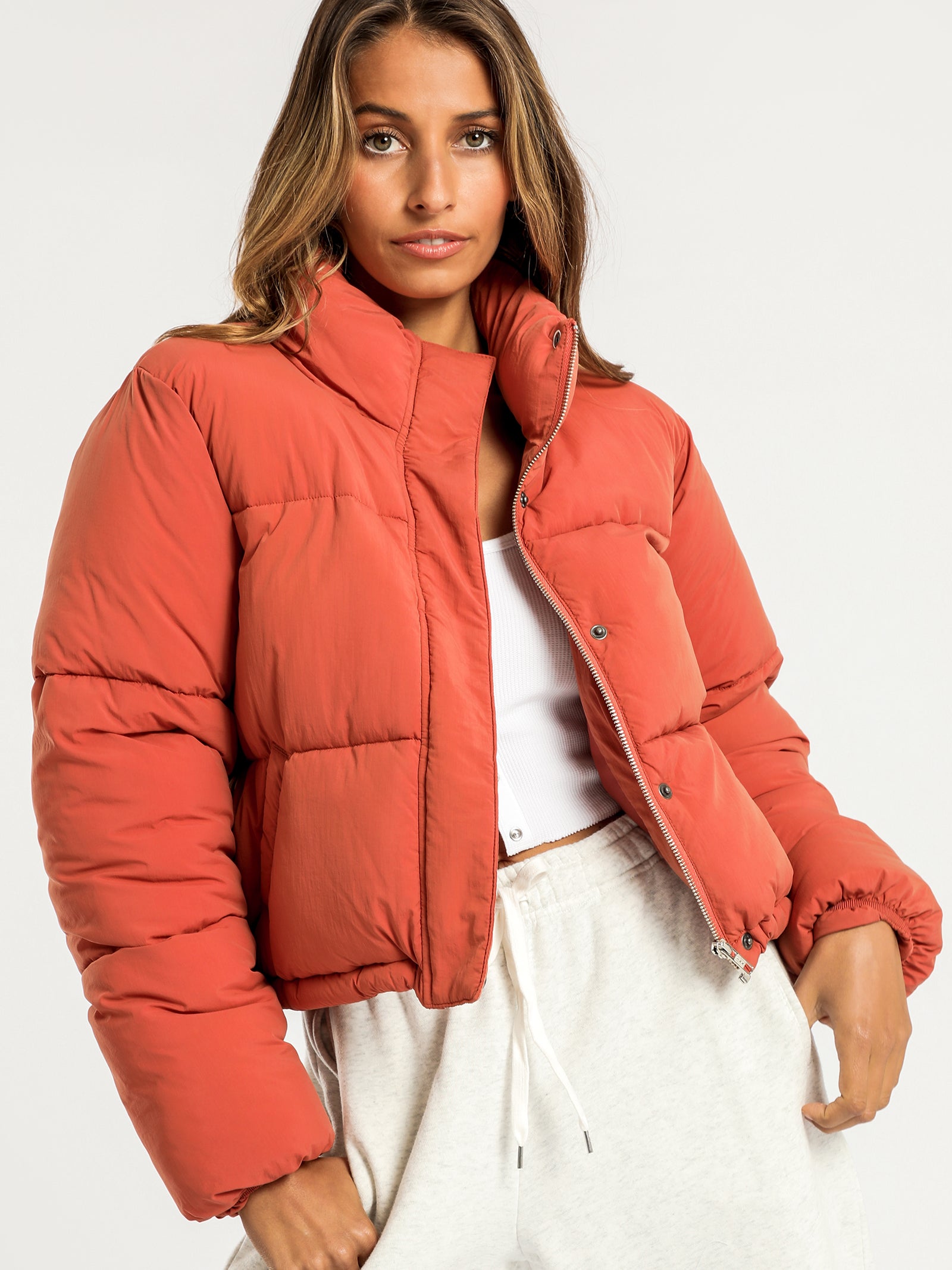 Orange puffer hotsell jacket topshop