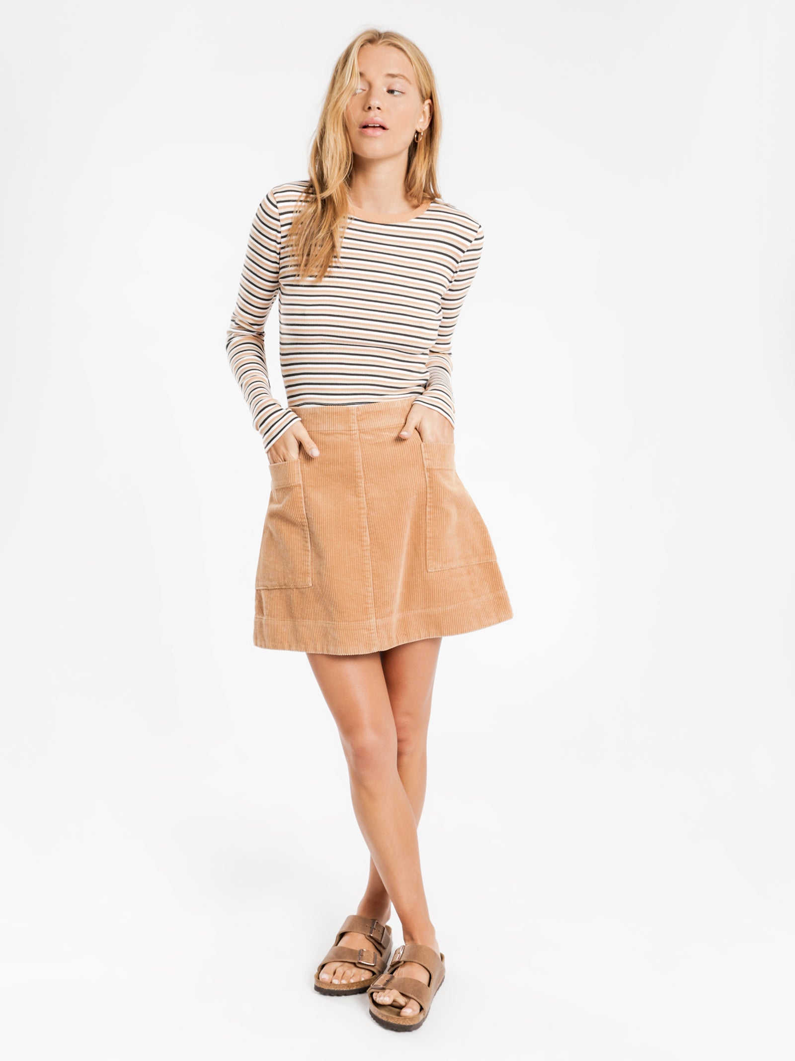 Corduroy Mini Skirt in Sand