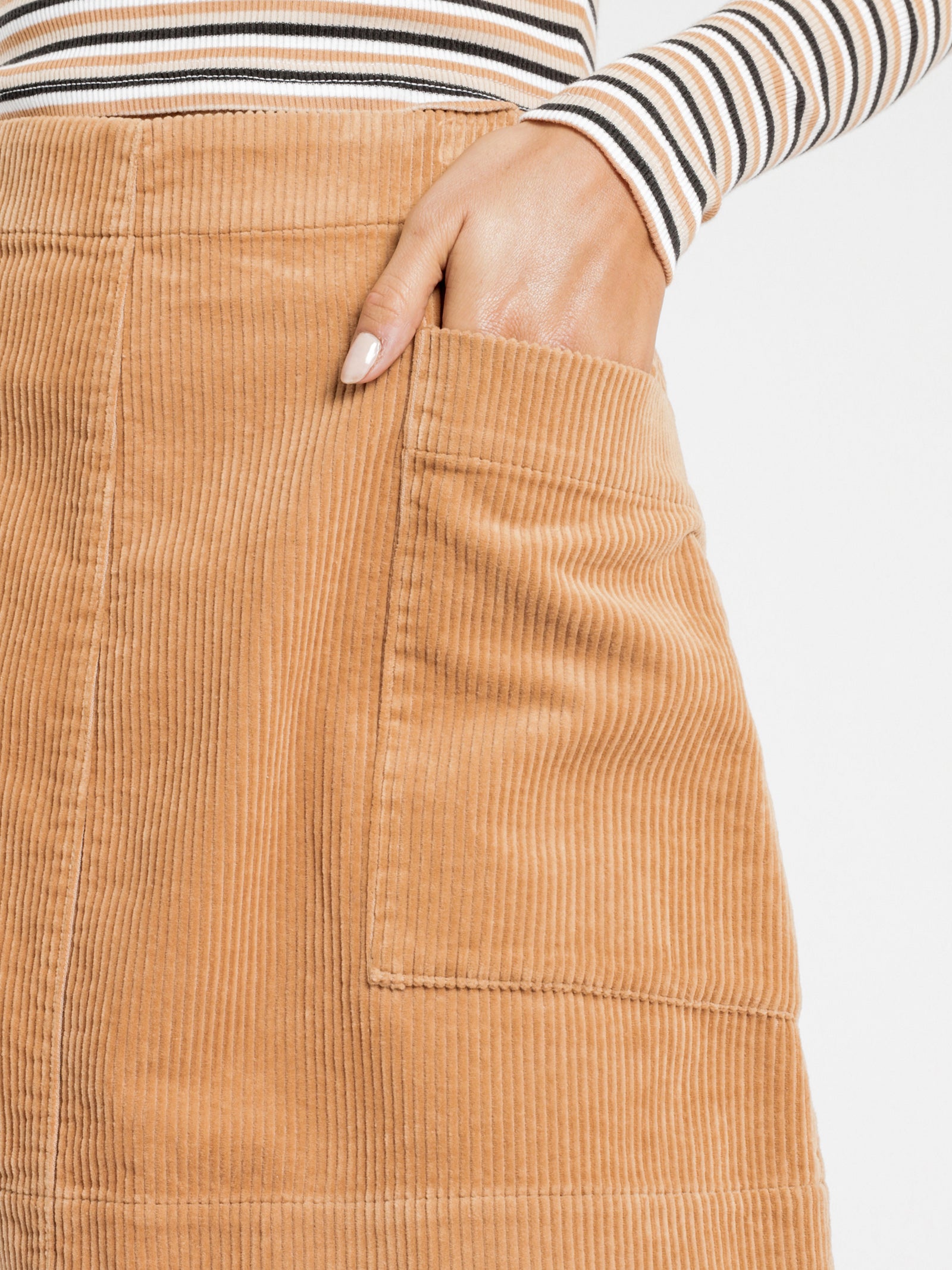 Corduroy Mini Skirt in Sand