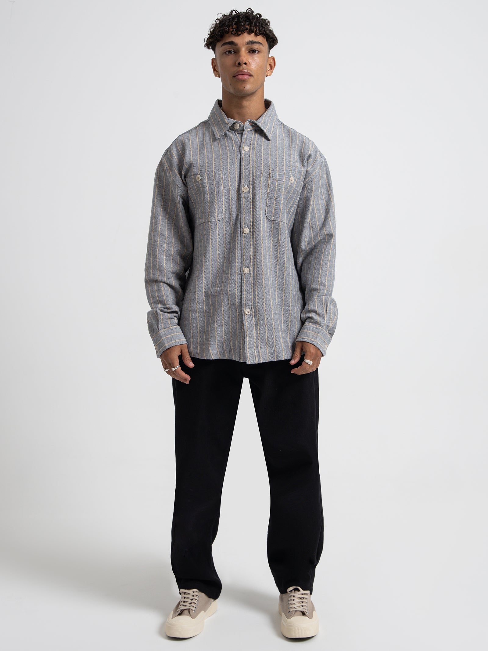 Article one Avery Long Sleeve Shirt in Navy Navy stripe | Glue Store