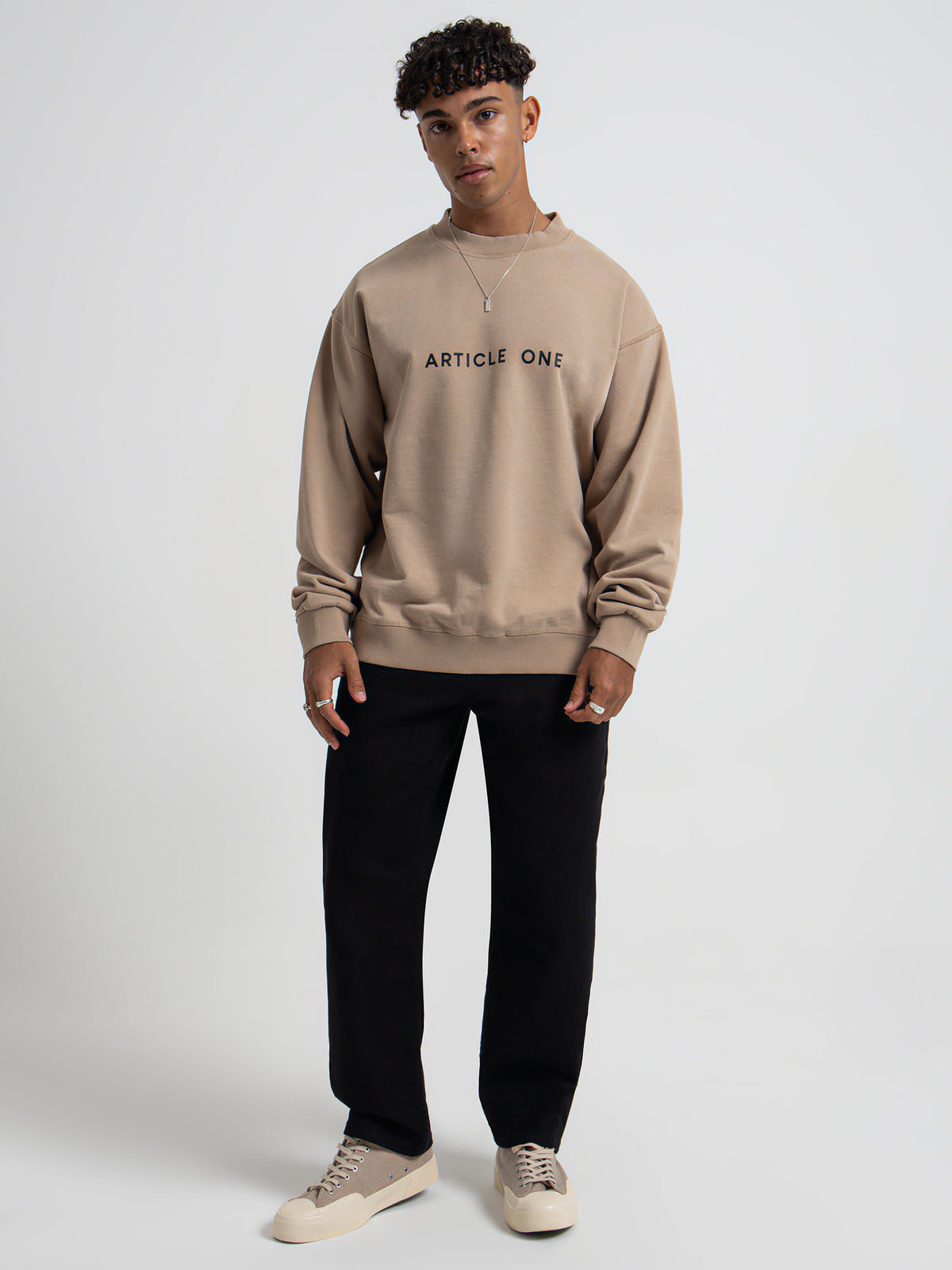 Article One Classic Logo Sweater in Washed Stone | Washed Stone