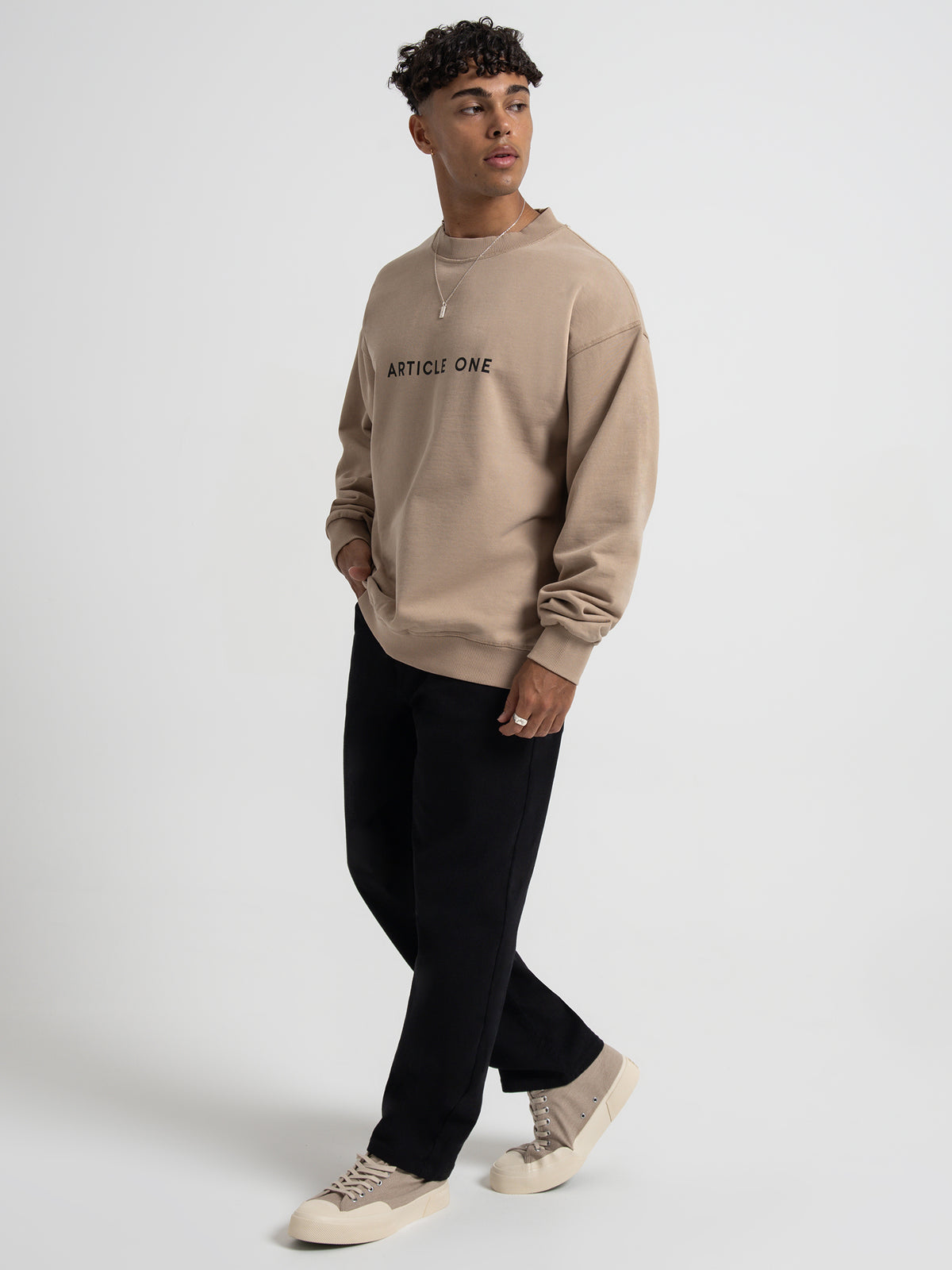 Article One Classic Logo Sweater in Washed Stone | Washed Stone