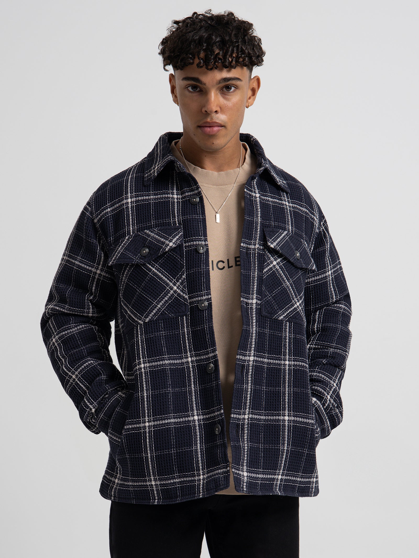 Article one Marvin Plaid Jacket in Navy Plaid Navy plaid | Glue Store