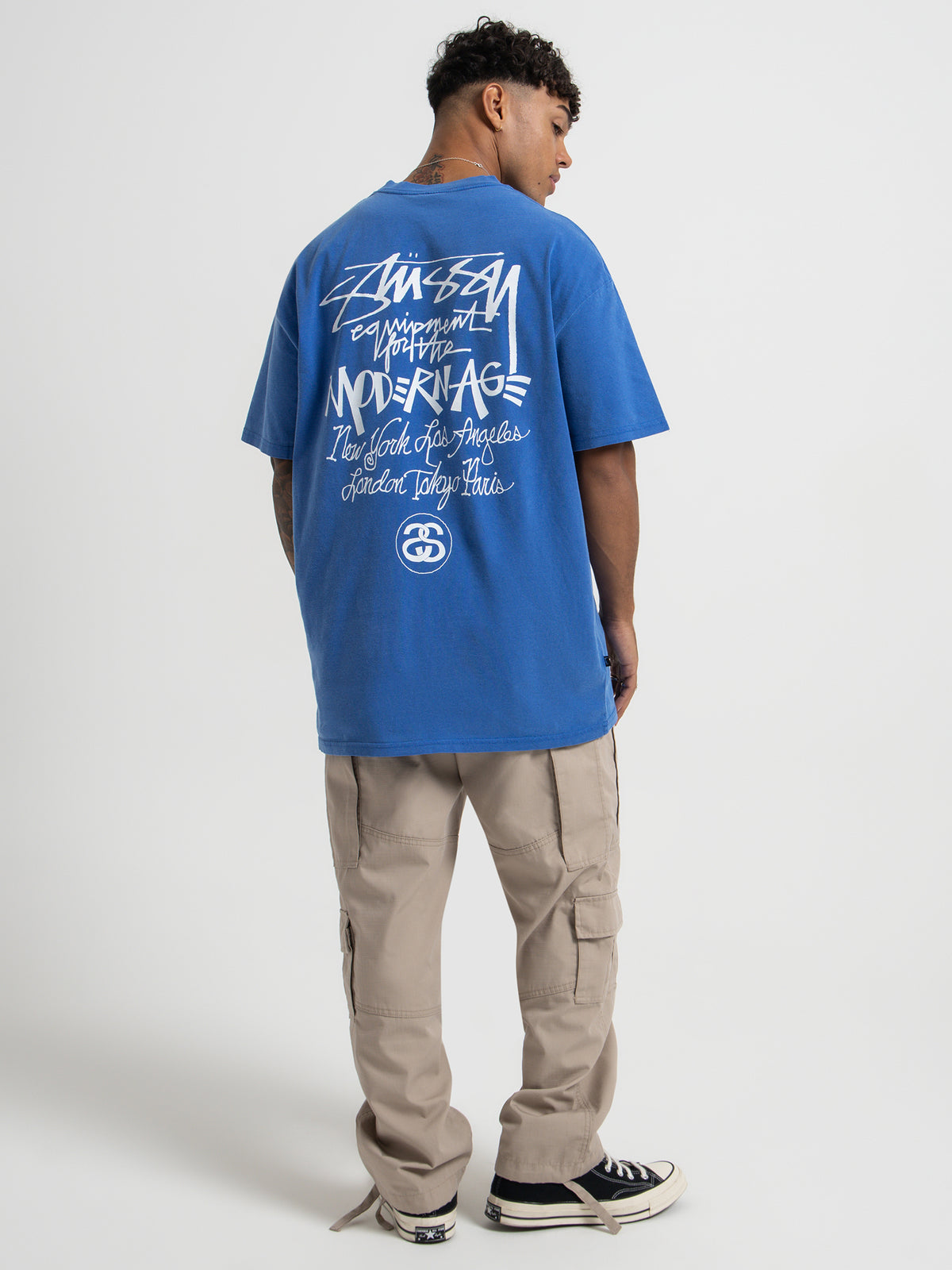 Stussy Modern Age 50/50 T-Shirt in Mid Blue | Mid Blue