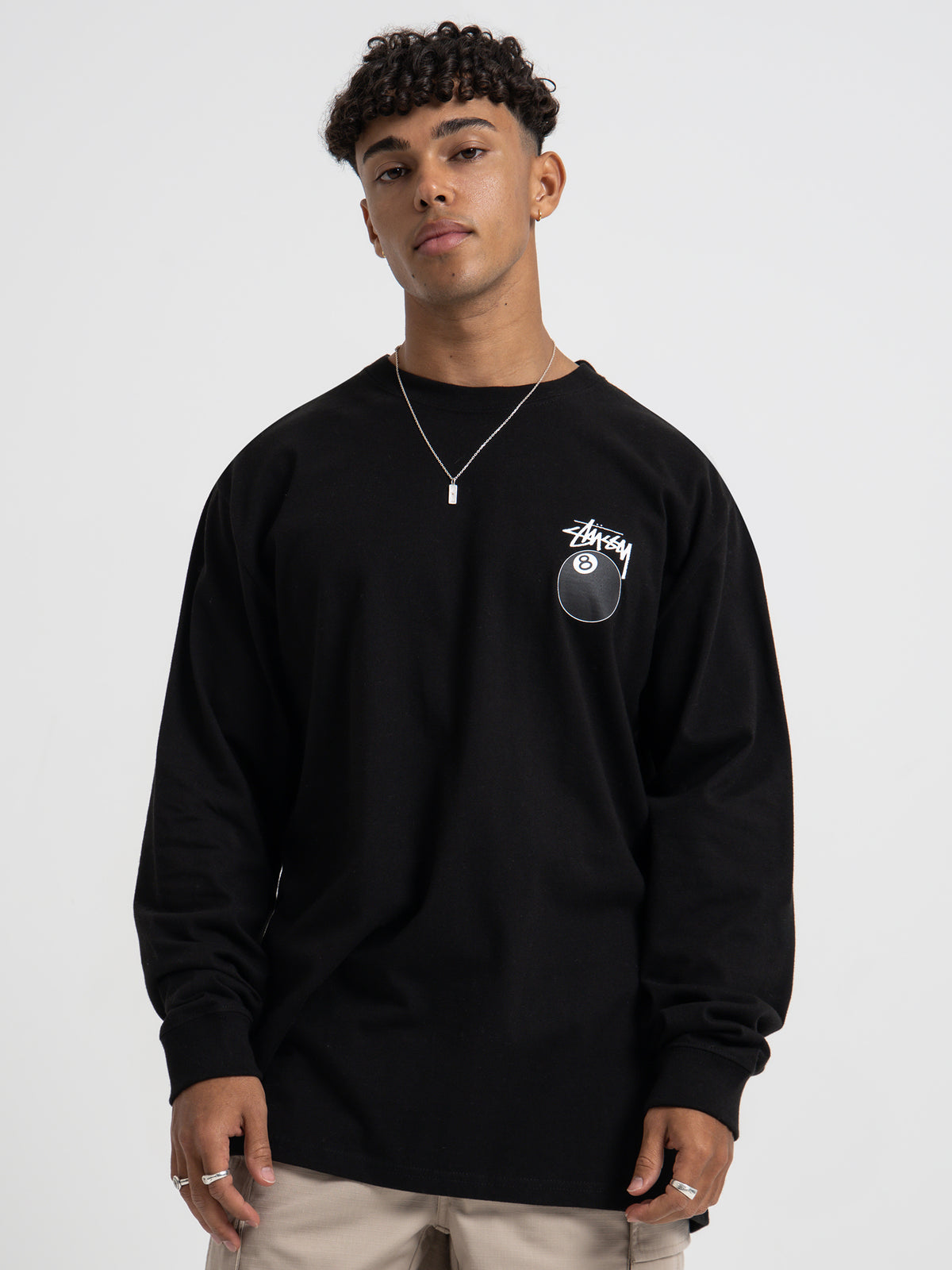 Stussy Solid 8 Ball Long Sleeve T-Shirt in Black | Black