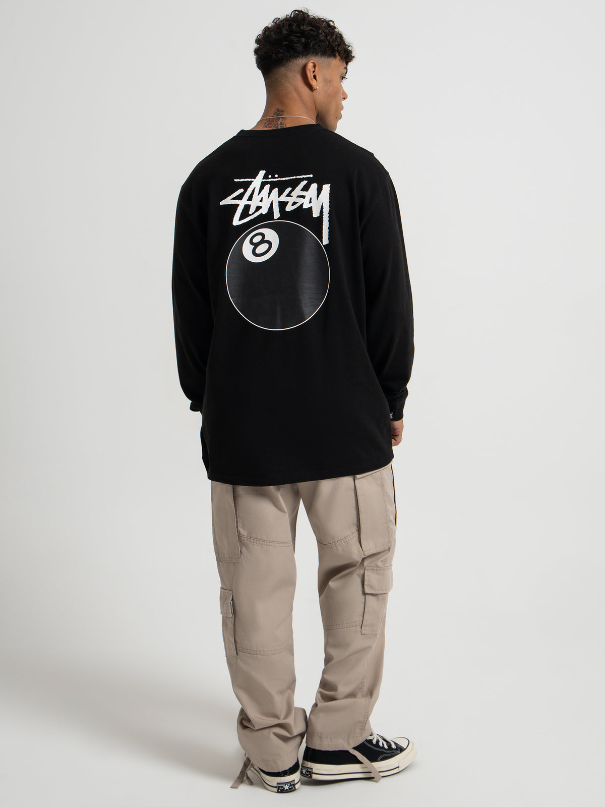 Stussy Solid 8 Ball Long Sleeve T-Shirt in Black | Black