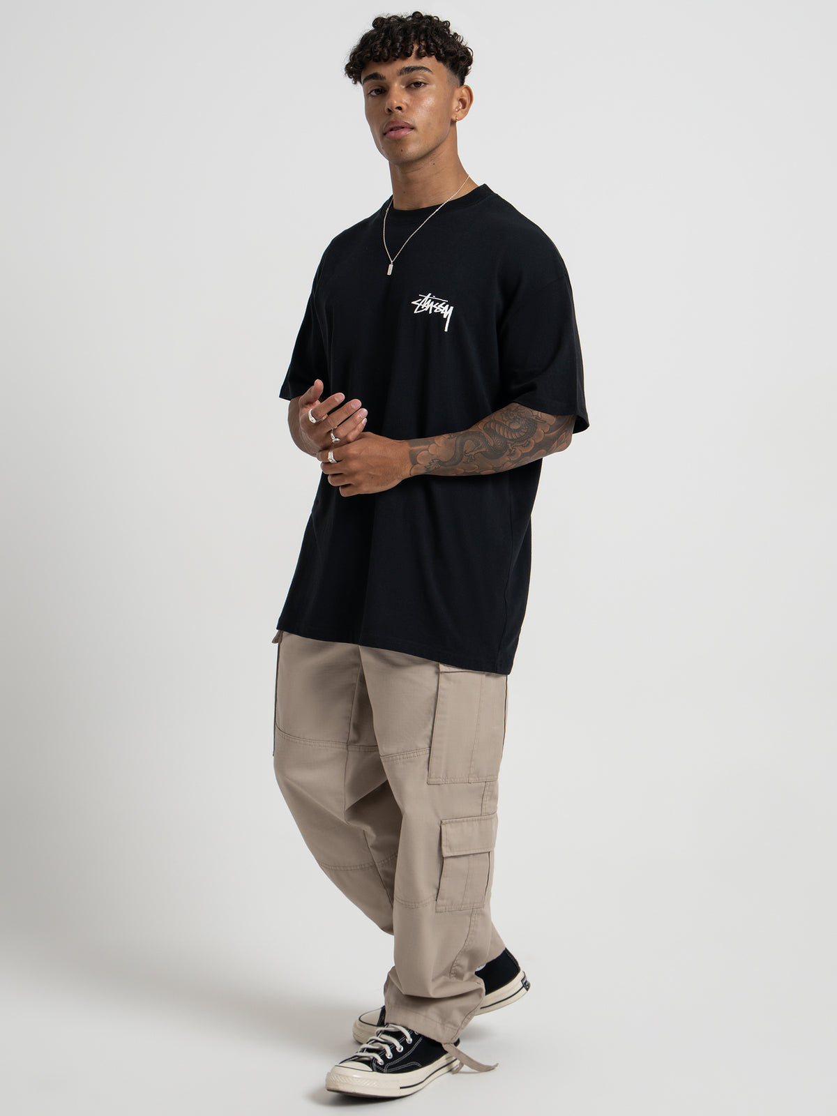 Stussy Two Dice Short Sleeve T-Shirt in Black | Black