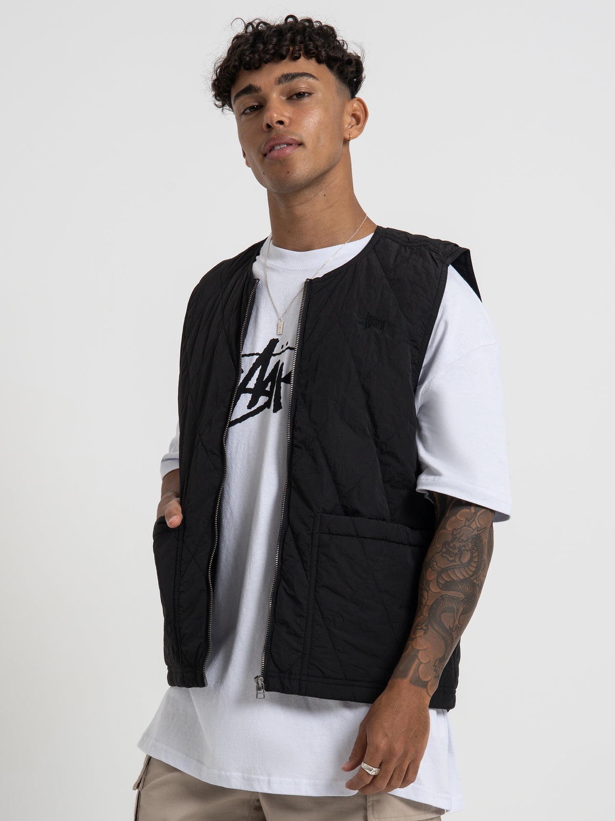 Stussy Unisex Diamond Quilted Vest in Black | Black