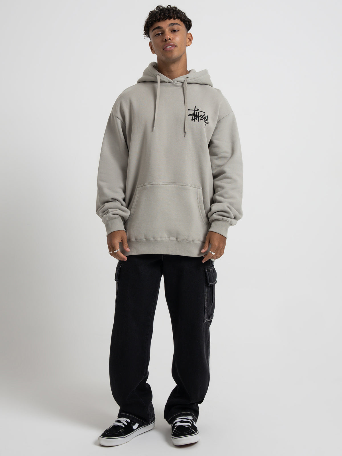 Stussy Shadow Graffiti Hoodie in Stone Grey | Stone