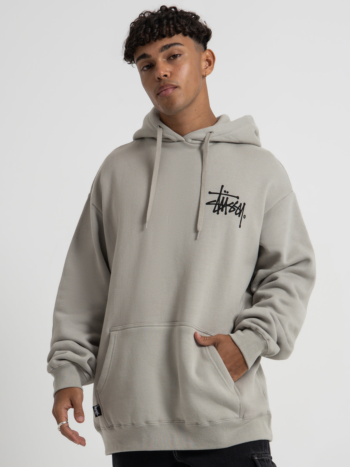 Stussy Shadow Graffiti Hoodie in Stone Grey | Stone