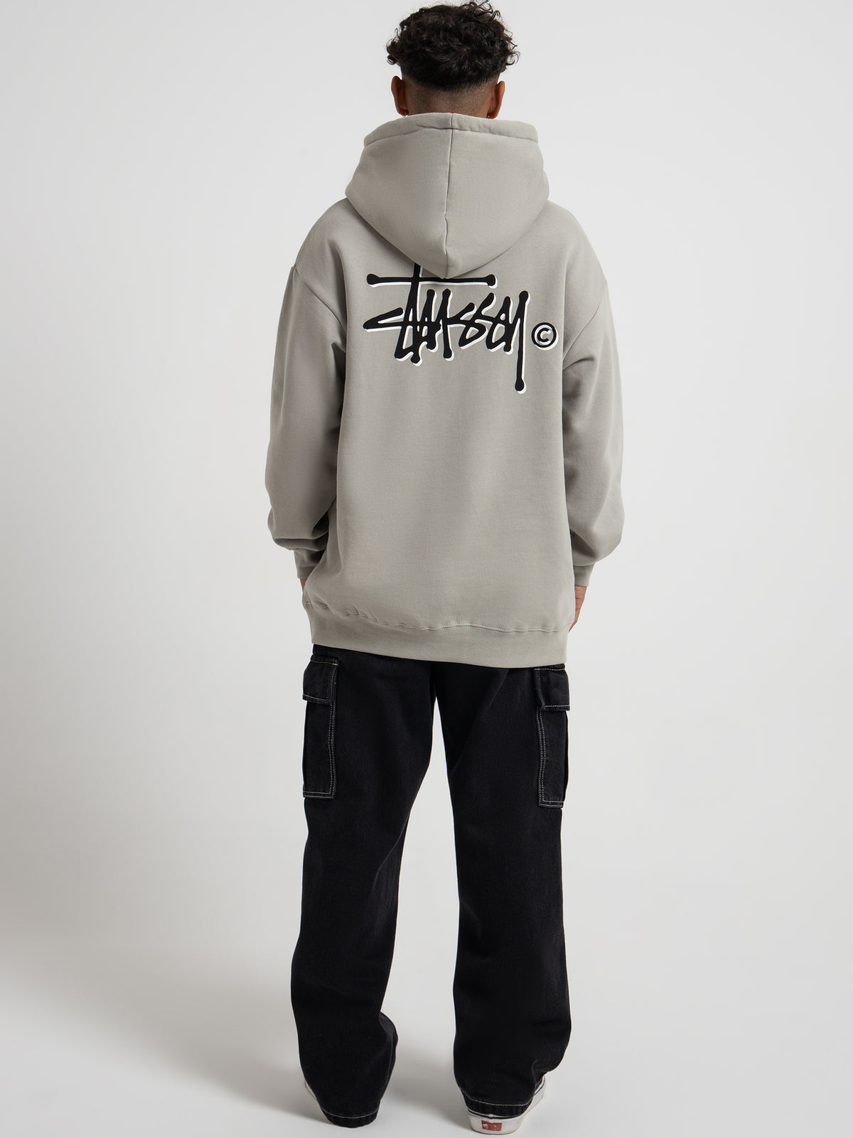 Stussy Shadow Graffiti Hoodie in Stone Grey | Stone