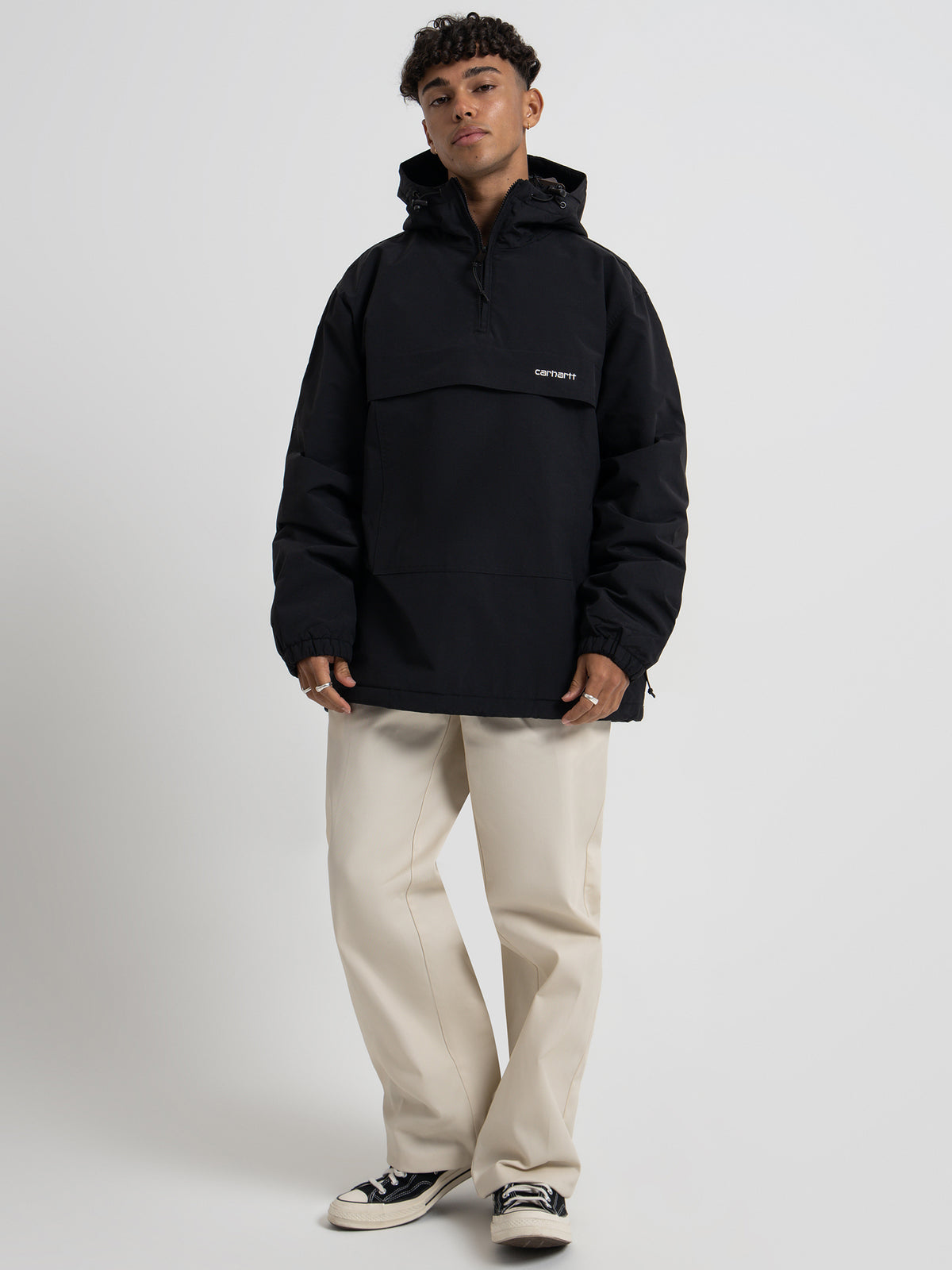 Carhartt Wip Windbreaker Pullover in Black & White | Black/White