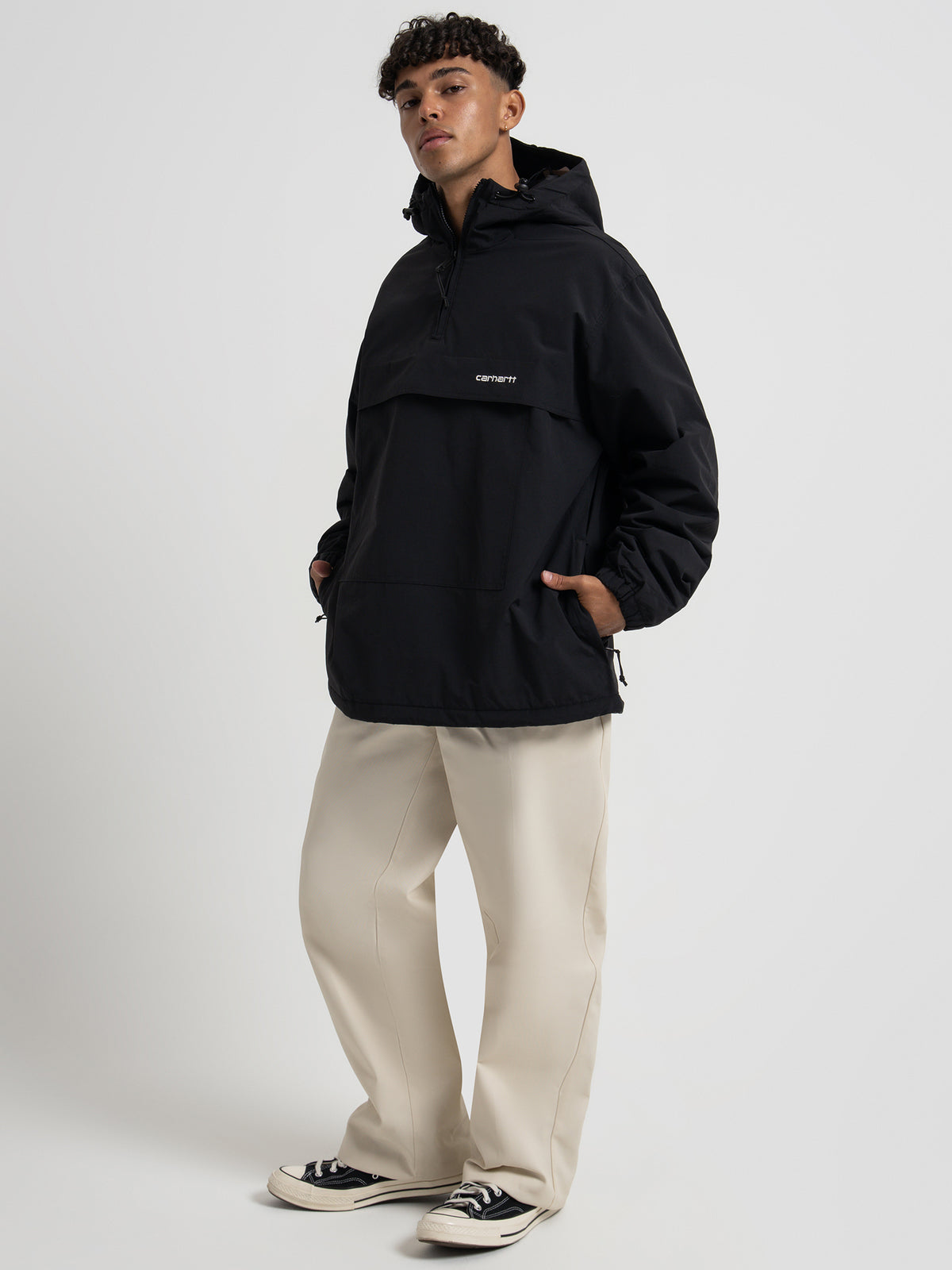 Carhartt Wip Windbreaker Pullover in Black & White | Black/White