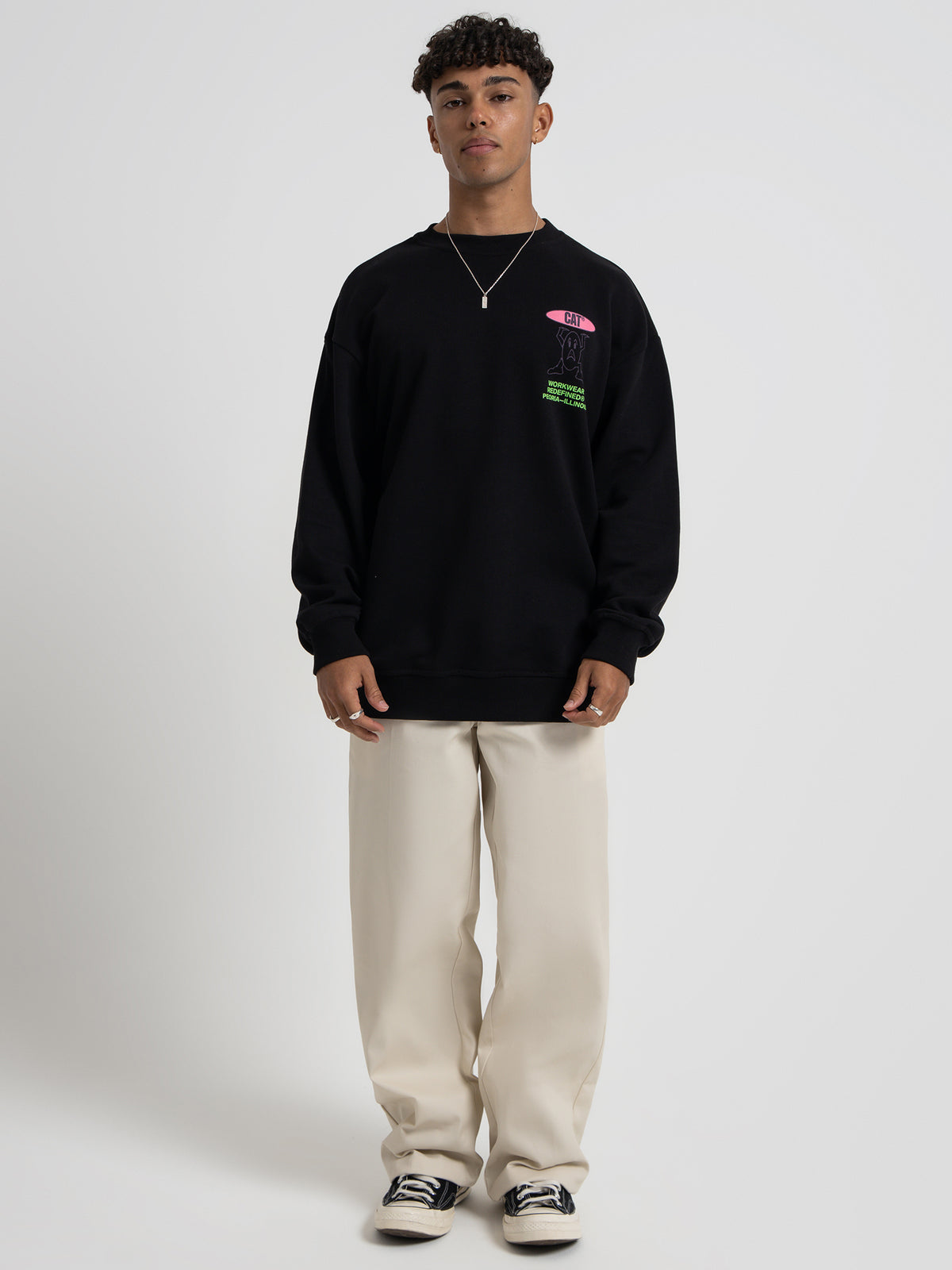 Caterpillar Hard Worker Crewneck Sweater in Black | Black