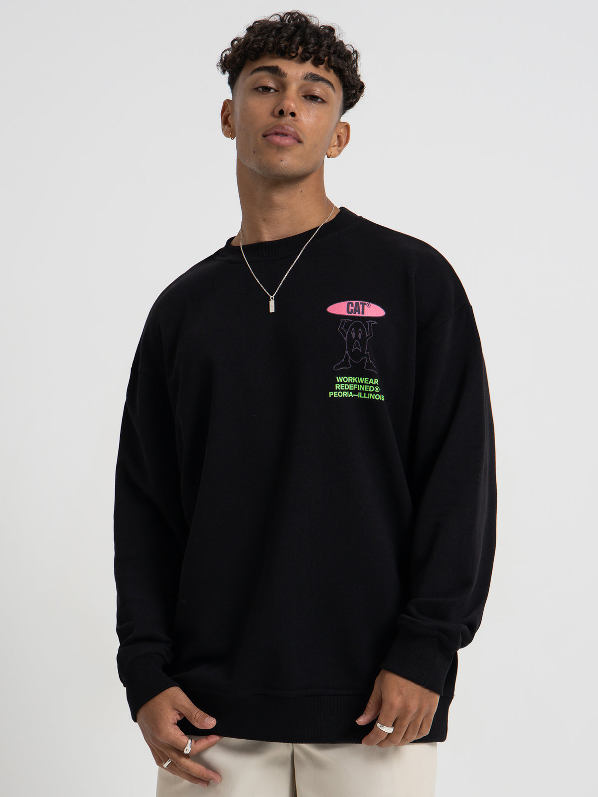 Caterpillar Hard Worker Crewneck Sweater in Black | Black